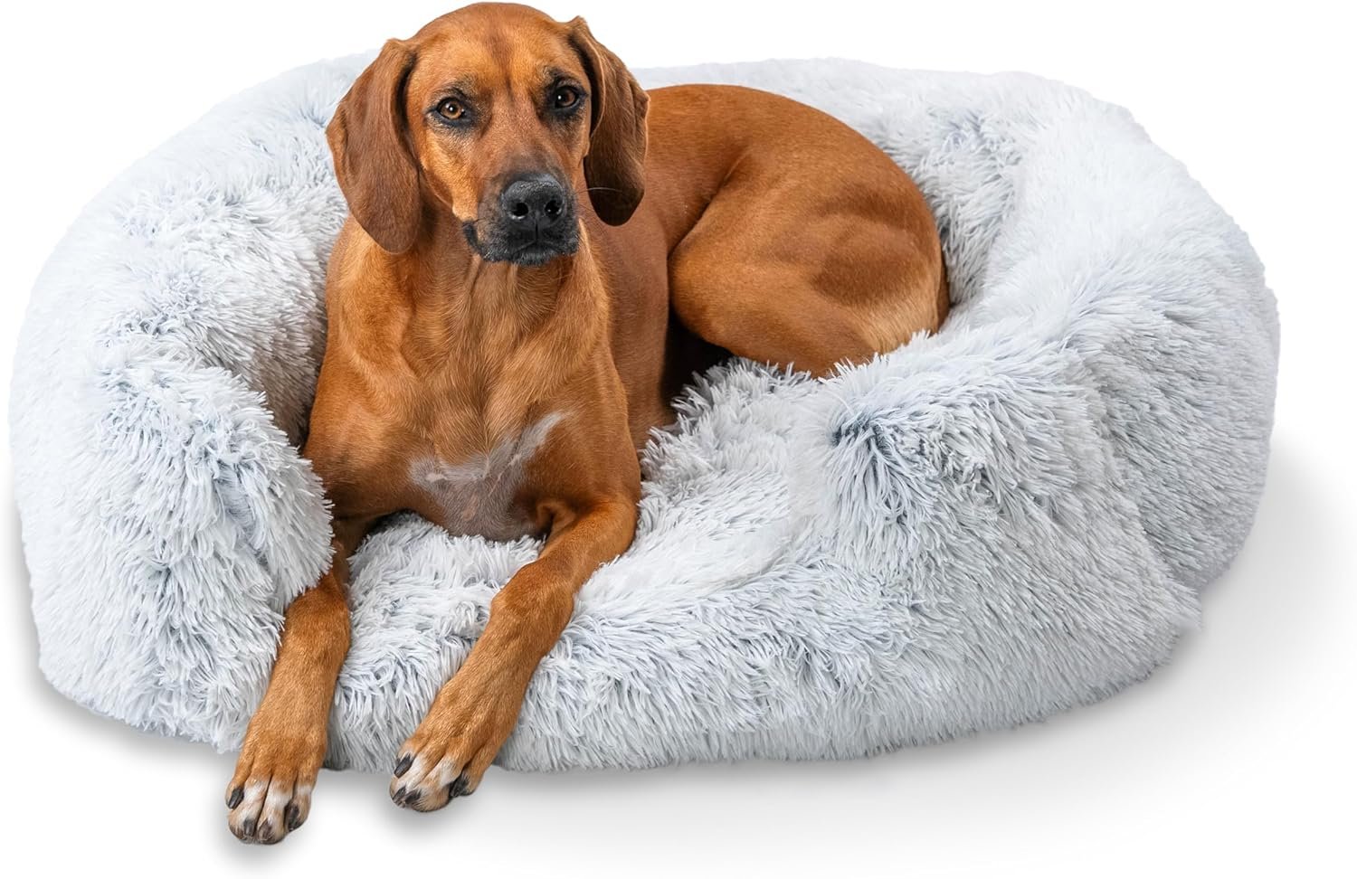 Best Friends by Sheri Lounge Dog Bed, Shag Faux Fur, Frost, Large 36″ x 27″ | Orthopedic Comfort, Head & Neck Support, Water-Resistant Base, Machine-Washable Cover, Puppies & Large Dogs Up to 75 lbs