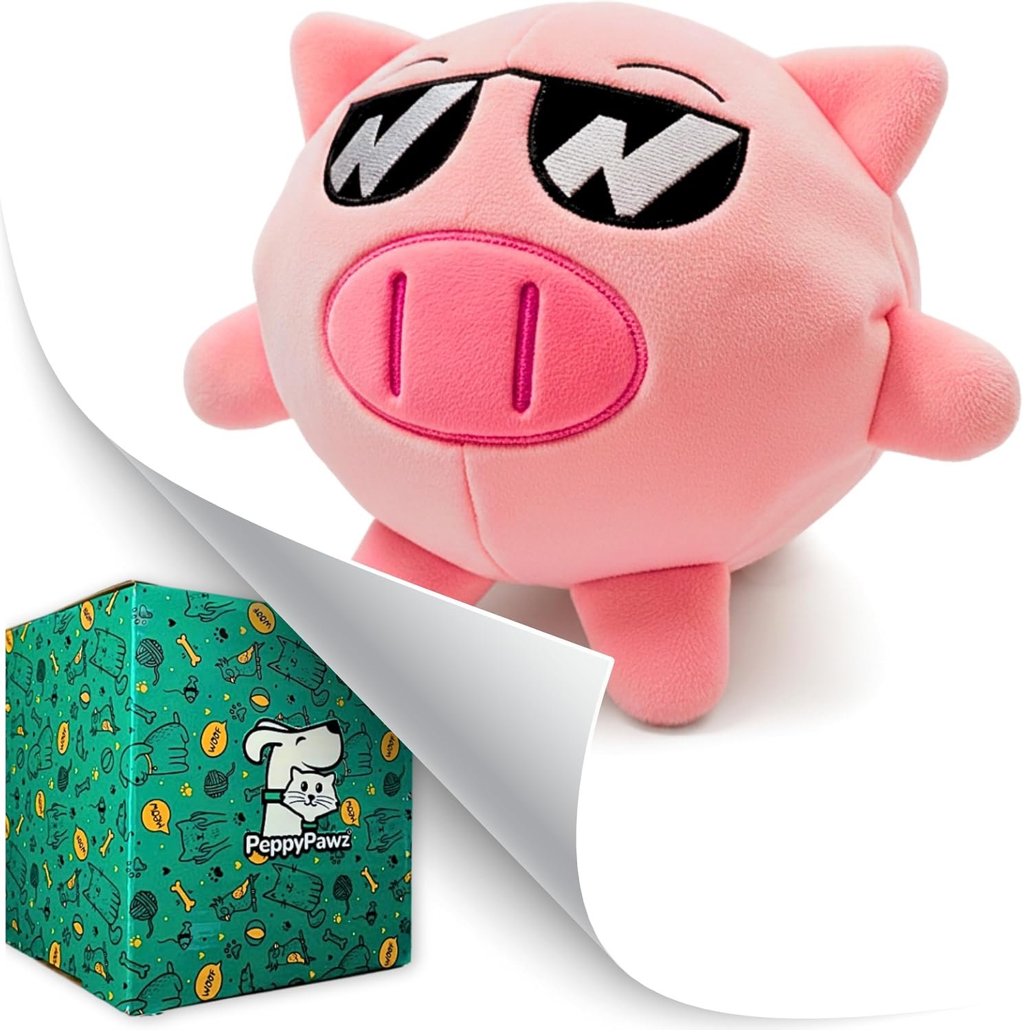 Dog Toy for Aggressive Chewers, Tough Squeaky Chew Ball, Large Breeds Gift | Super Strong, Durable Soft Plush Pig, No Stuffing Inside; Interactive for Puppies, Medium & Big Pets in a Birthday Gift Box