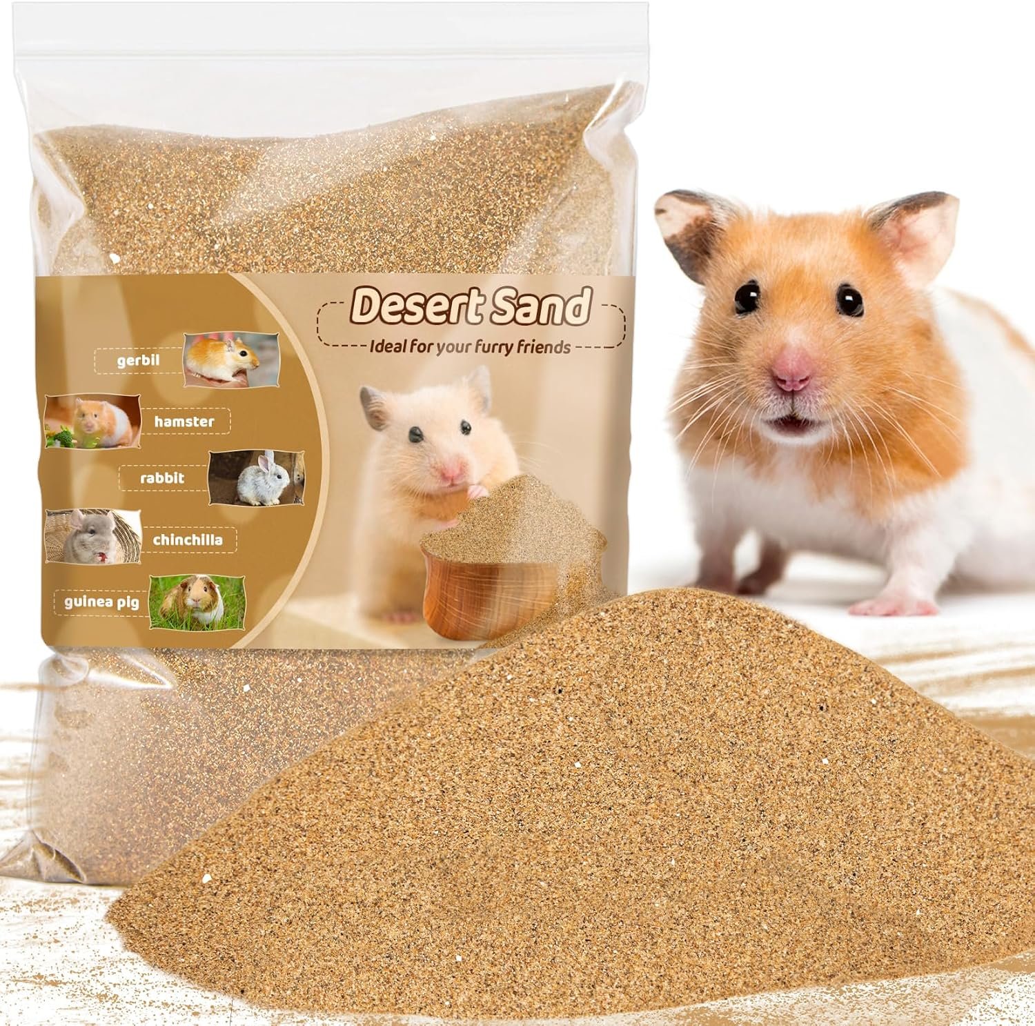 Sukh Hamster Desert Sand – Coarse Bedding Sand, Hamster Hides & Cleaning | Dust Free Sand Bath for Hamster, Guinea Pig, Chinchilla, Gerbil, Syrian Mice, Small Pet Cage Bedding Accessories,14oz