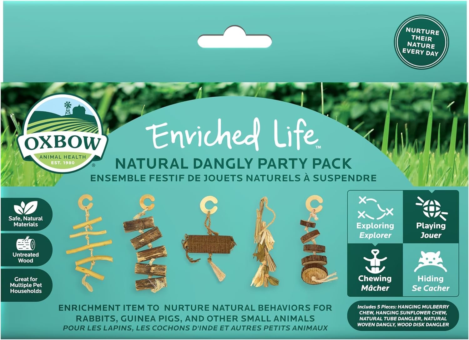 Oxbow Natural Dangly Party Pack, Rabbit & Guinea Pig Toys, Enrichment