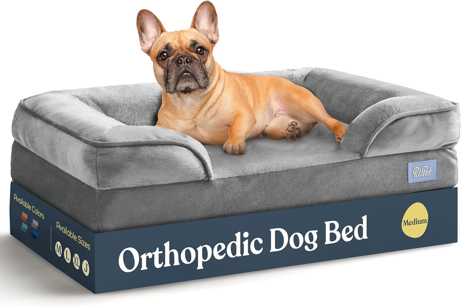 Orthopedic Sofa Dog Bed – Ultra Comfortable Dog Beds for Medium Dogs – Breathable & Waterproof Pet Bed- Egg Foam Sofa Bed with Extra Head and Neck Support – Removable Washable Cover & Nonslip Bottom.