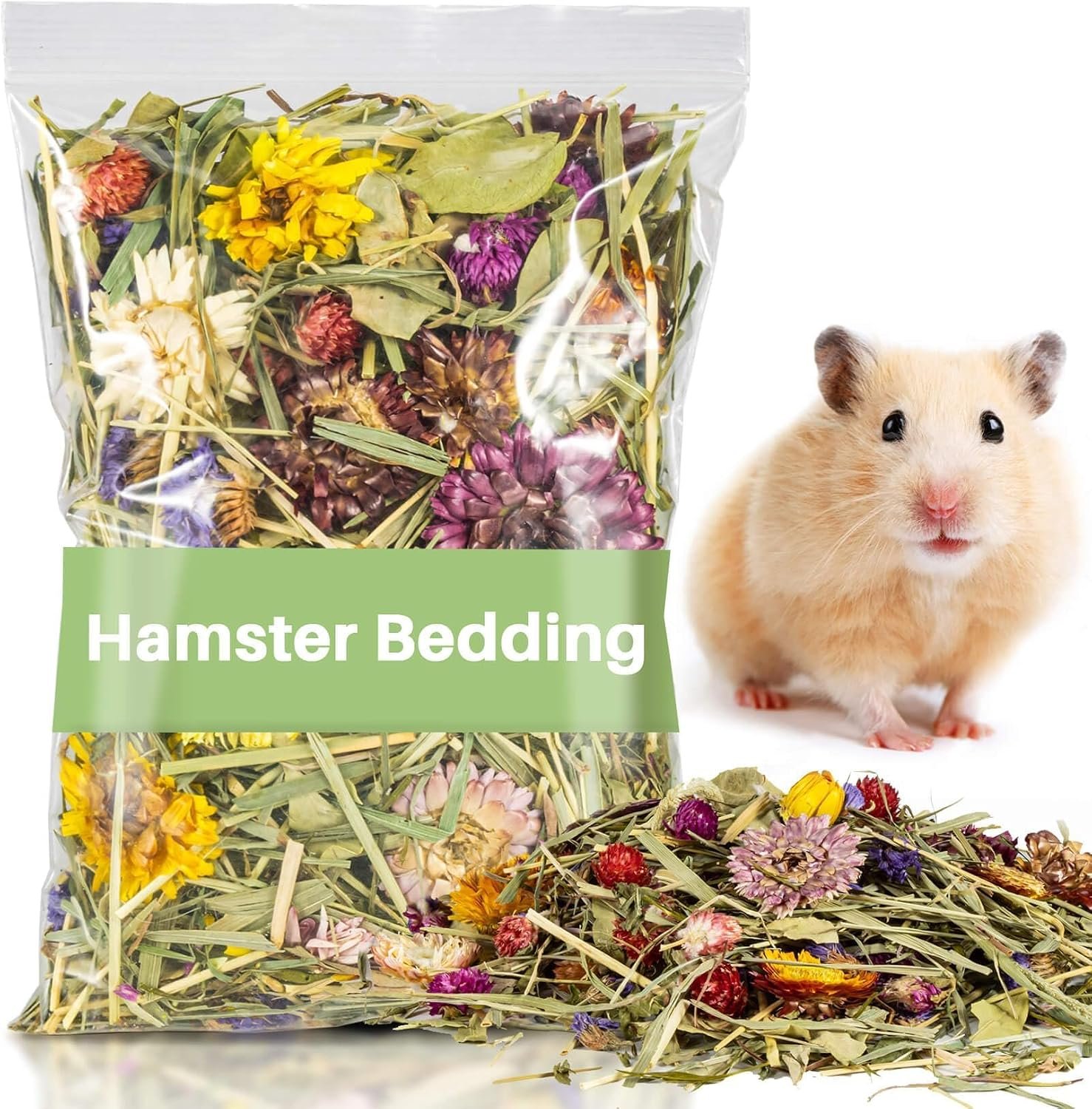 Sukh Hamster Bedding Odor Control – 200G Flowers & Herbs for Small Animals | Natural Habitat Decor and Forage Material for Dwarf Hamster, Chinchilla, Guinea Pig, Rabiit, Gerbil, Mice, Lemming