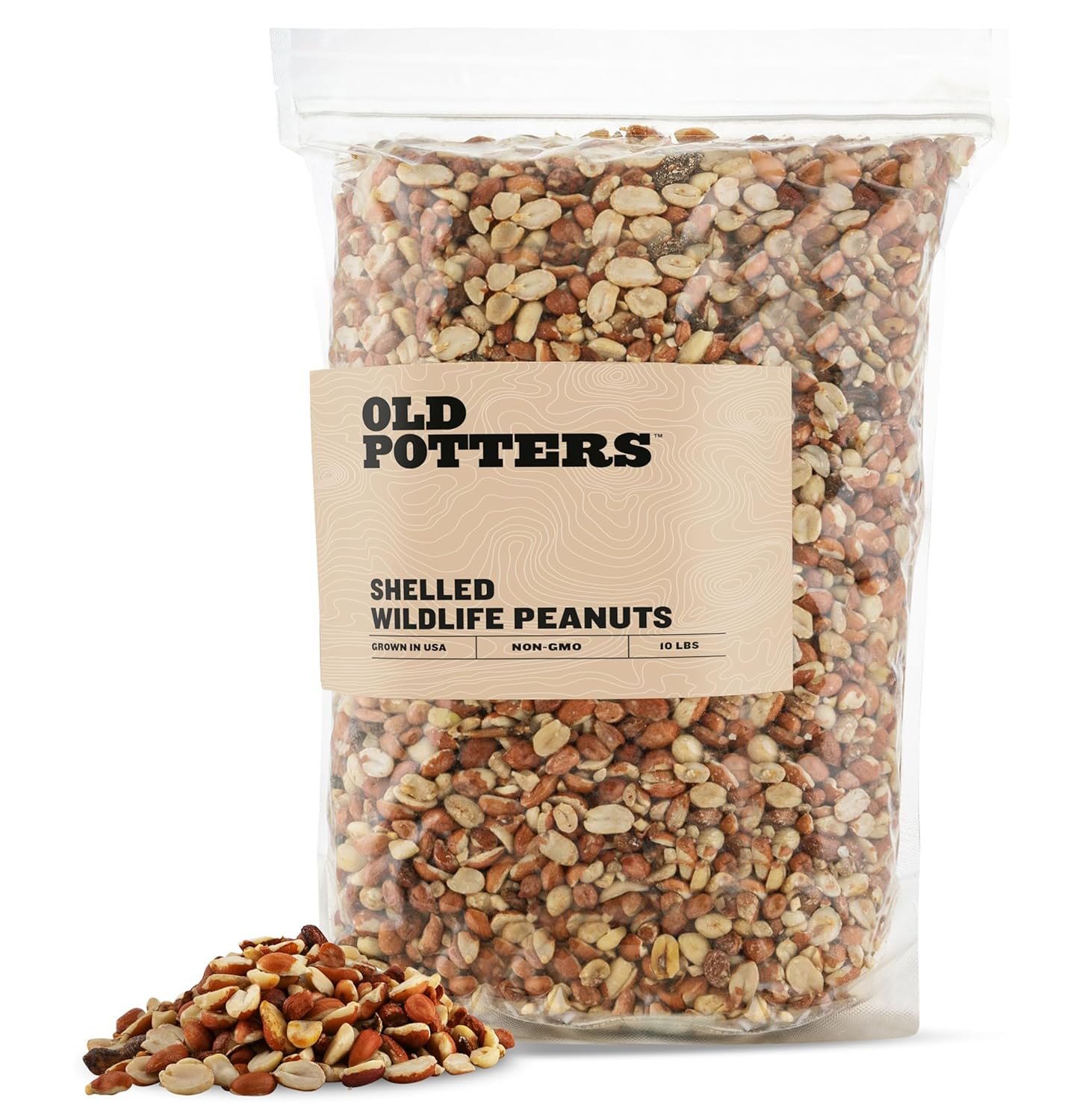 Old Potters Organic Shelled Peanuts, 10 lbs for Birds and Squirrels. USA Grown Non-GMO, Raw, Wildlife Grade