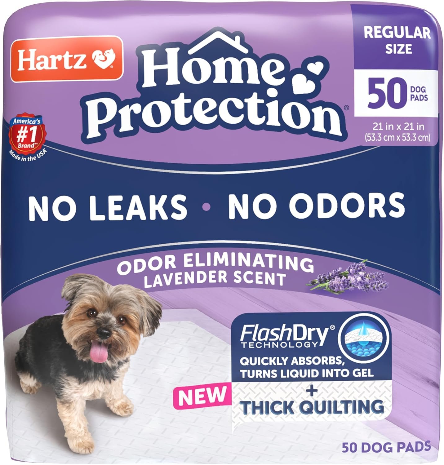 Hartz Home Protection Lavender Scented Odor Eliminating Dog Pads, 50 Count