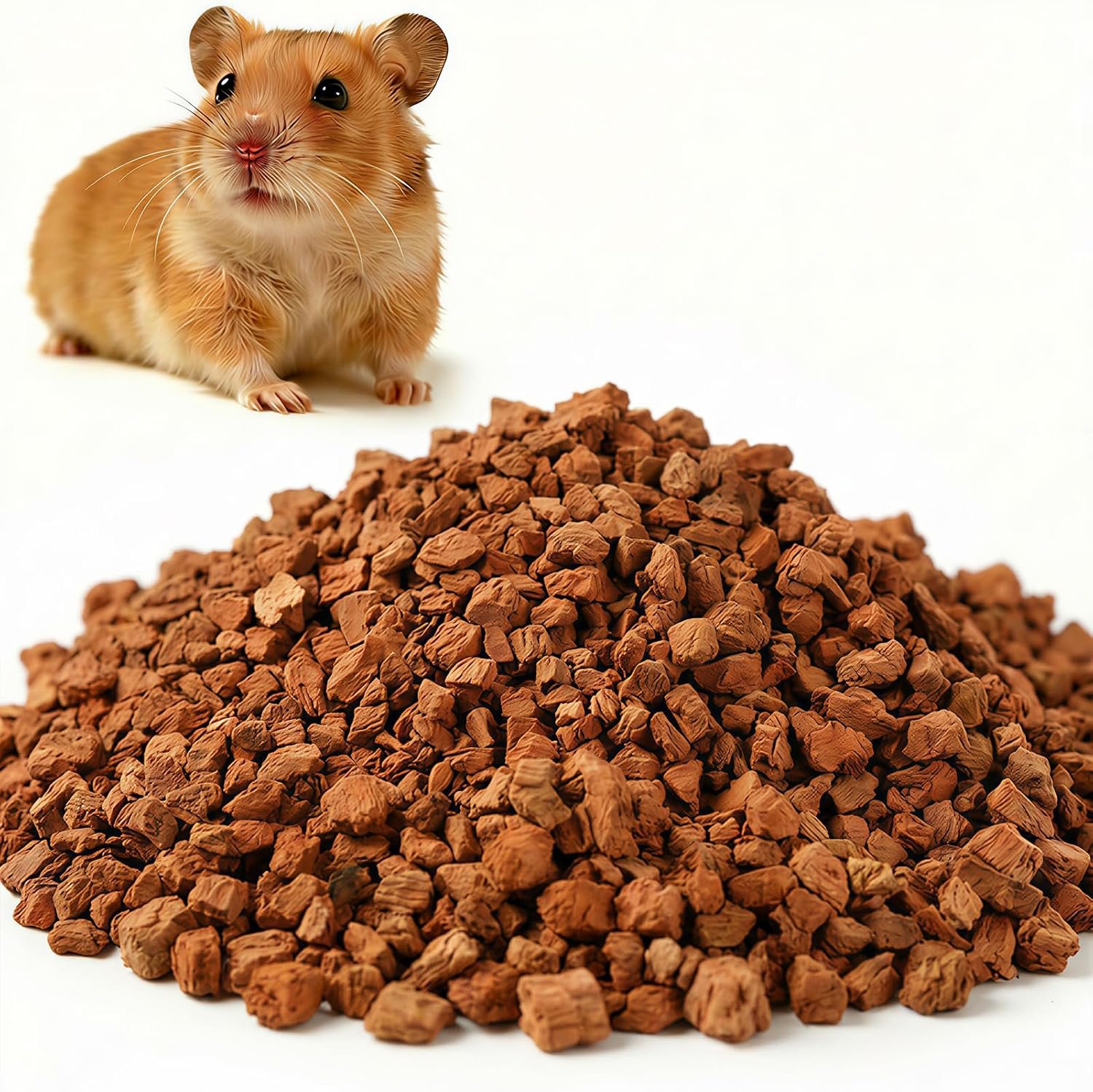 mini&moe Natural Large Cork Hamster Bedding 8mm-10mm Pet Litter for Dwarf Syrian Hamsters, Gerbils, mices, Degus or Other Small Animal