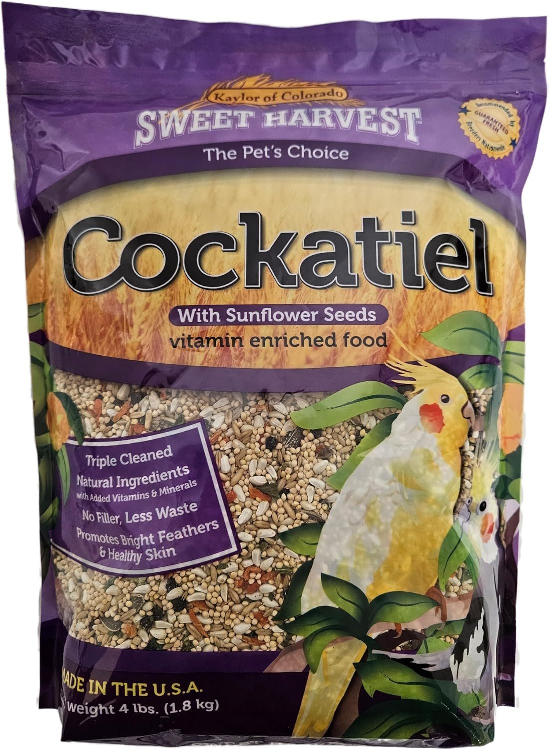Cockatiel Bird Food (with Sunflower Seeds), 4 lbs Bag – Seed Mix for Cockatiels