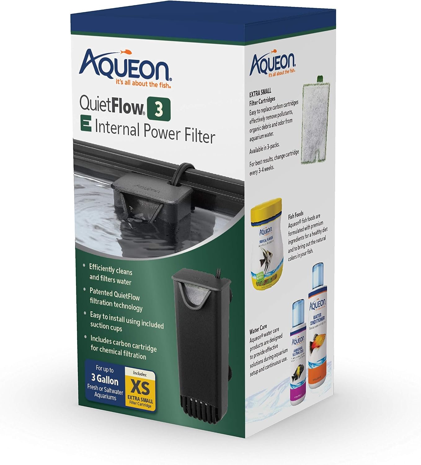 Aqueon QuietFlow E Internal Power Filter Extra Small – 3 Gallon