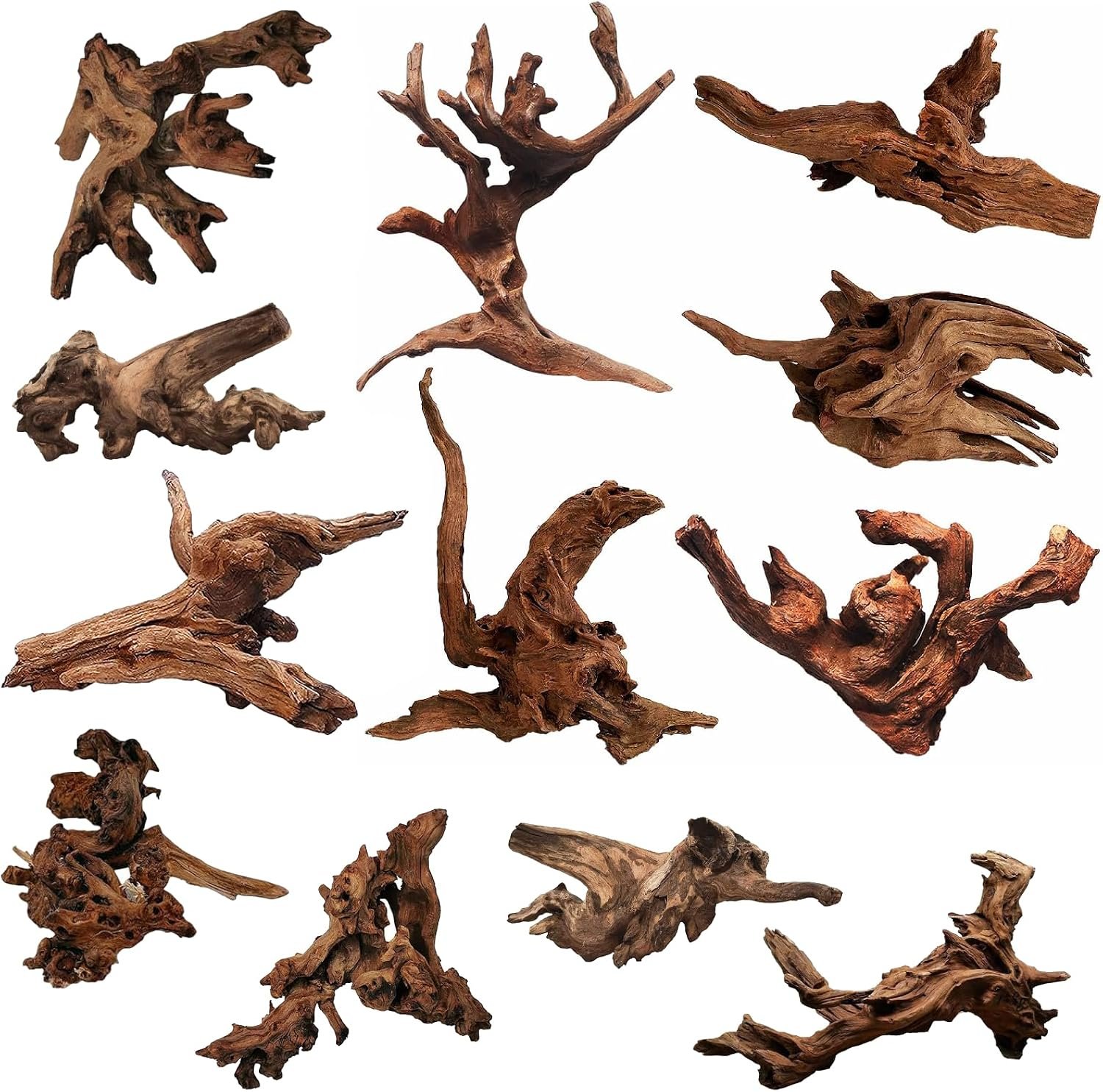 Hamiledyi 12Pcs Small Driftwood for Aquarium 4.1″-7.2″ Driftwood Branches Aquarium Wood Decoration Natural Fish Tank Habitat Decor Wood for Lizard Assorted Size