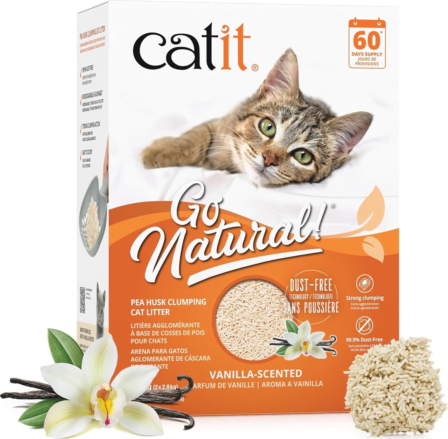 Catit Go Natural Pea Husk Clumping Cat Litter, 12.3 lb, Natural