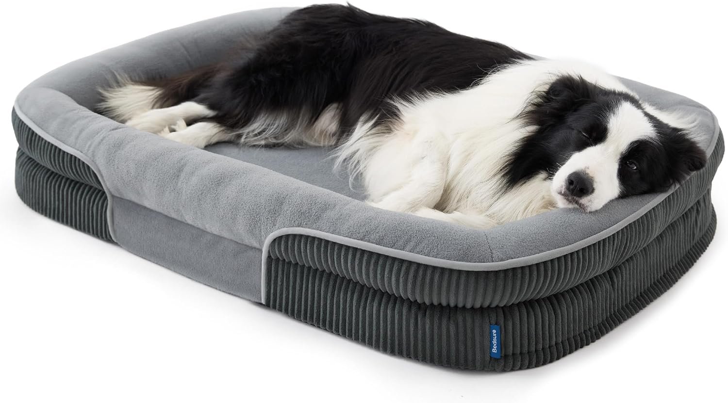 Bedsure XL 360°Oval Bolster Orthopedic Dog Beds Large Sized Dog,42″ Grey