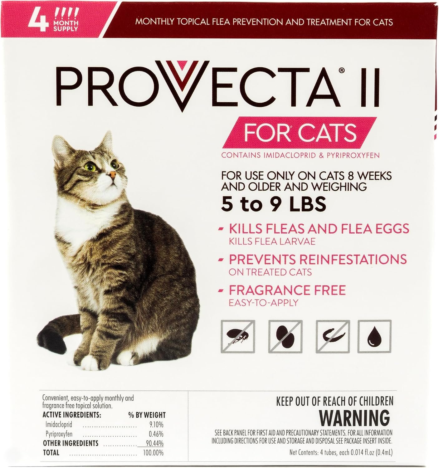 PROVECTA® II Flea Treatment for Small Cats 5-9 lbs, 4-Month Supply