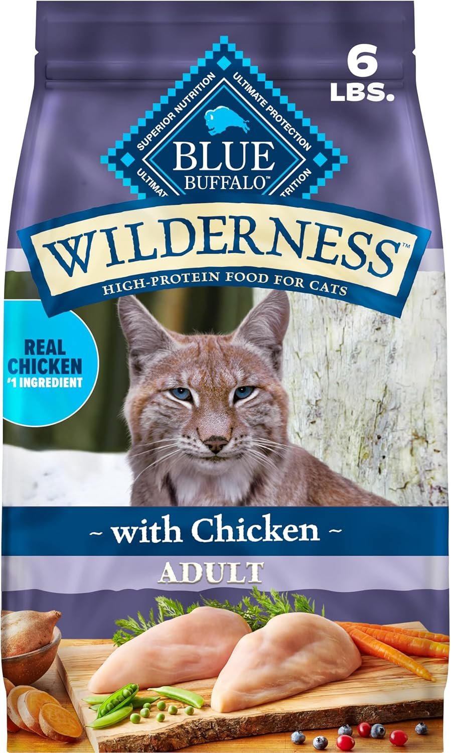 Blue Buffalo Wilderness Chicken Adult Dry Cat Food, Grain-Free, 6 lb | Real Chicken #1 Ingredient, High Protein Nutrition, Supports Immunity with Antioxidant-Rich LifeSource Bits