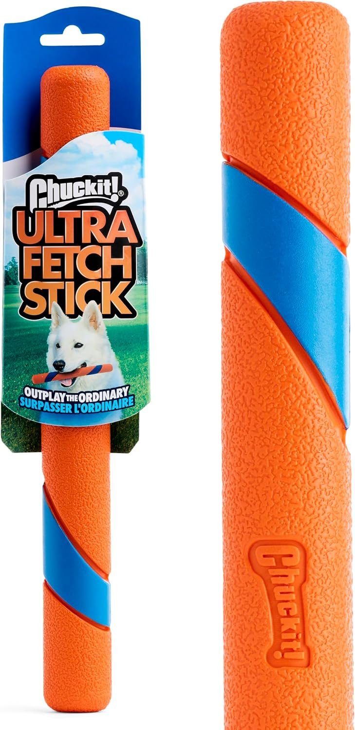 Chuckit! Ultra Fetch Stick Interactive Dog Toy, 12in, All Breeds | Crafted from the Same Durable Rubber as the Ultra Ball, This Fetch Stick Offers Bright Visibility for Outdoor Fetch Games