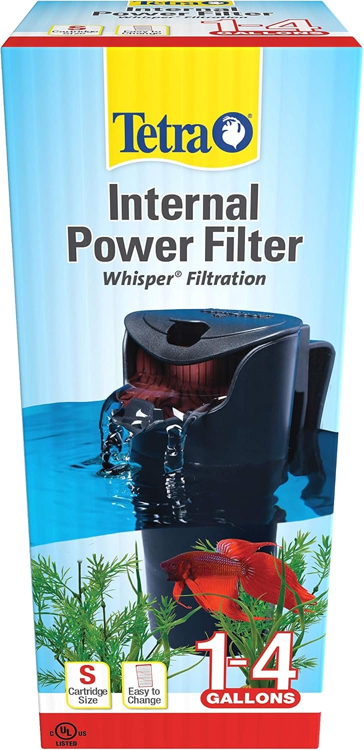 Tetra Whisper 27 GPH Internal Power Filter For Aquariums | For Fish Tanks Up To 4 Gallons, Whisper Quiet, 3-Stage Filtration, Space-Saving Internal Filter Clips on Tank