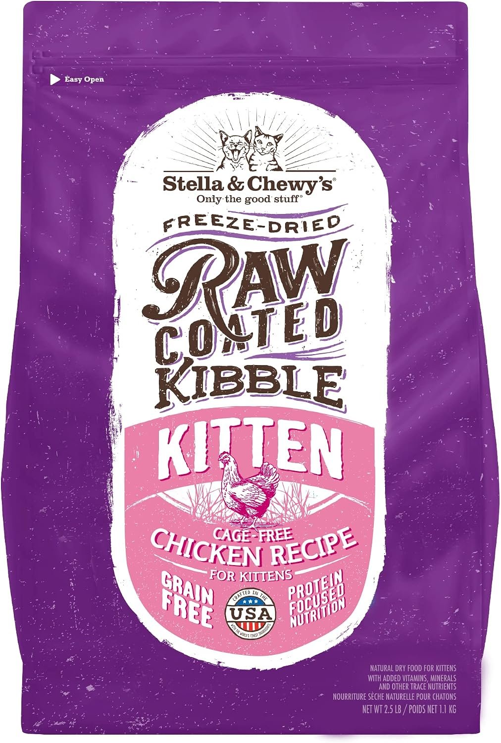 Stella & Chewy’s Raw Coated Premium Kibble Cat & Kitten Food – Grain Free, Protein Rich Meals – Cage-Free Chicken for Kittens Recipe – 2.5 lb. Bag