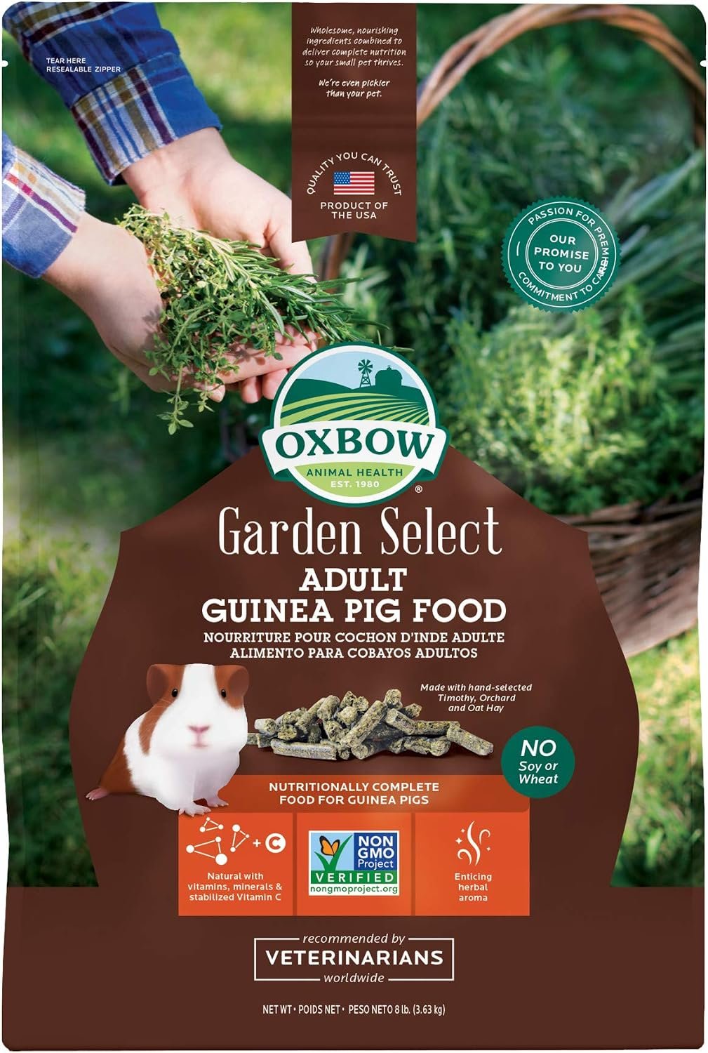 Oxbow Garden Select Adult Guinea Pig Food, Pellets with Vitamin C, 8 lb