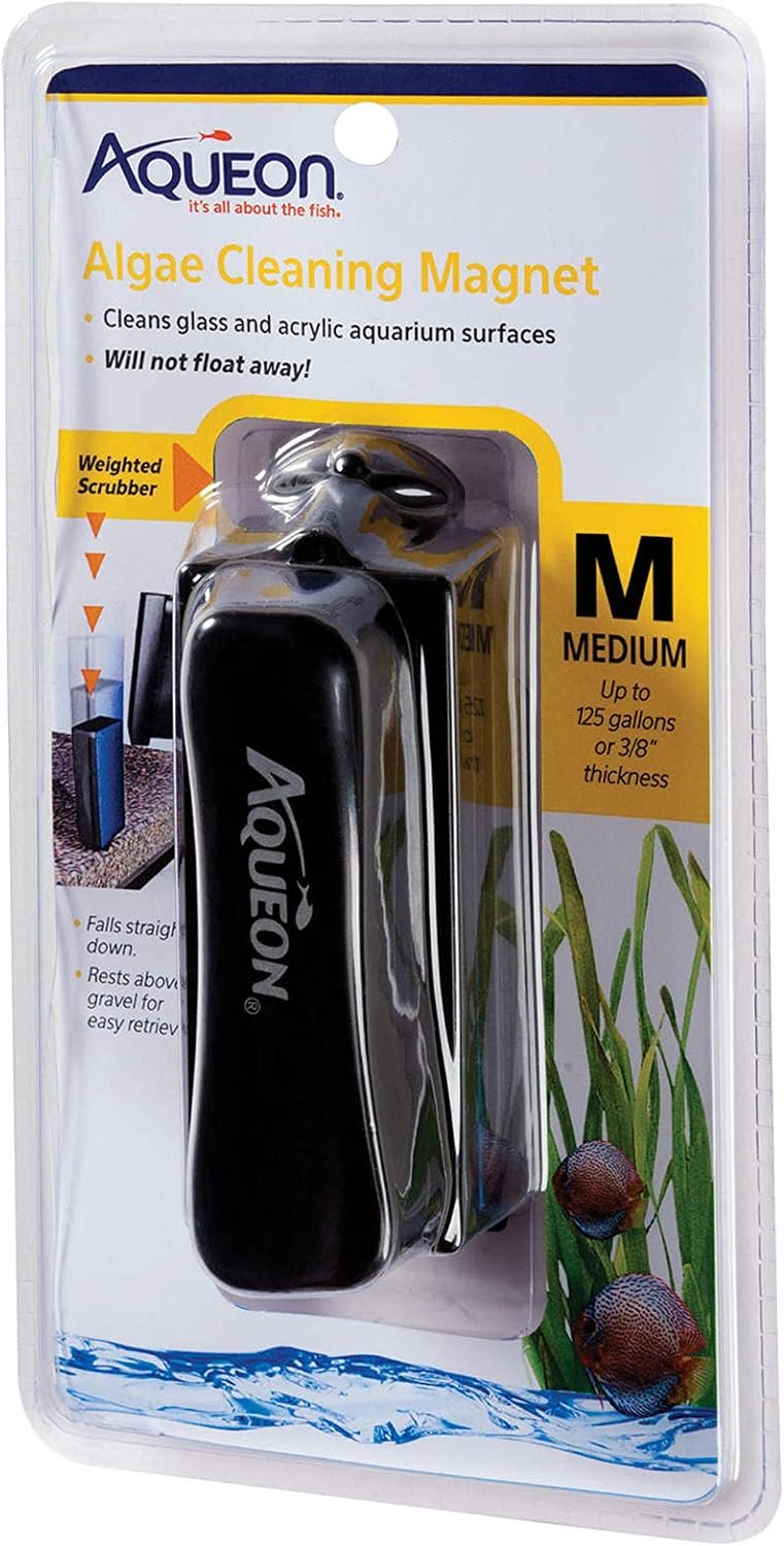 Aqueon Aquarium Algae Scraper, Fish Tank Magnetic Glass Cleaner for Glass/Acrylic, Medium