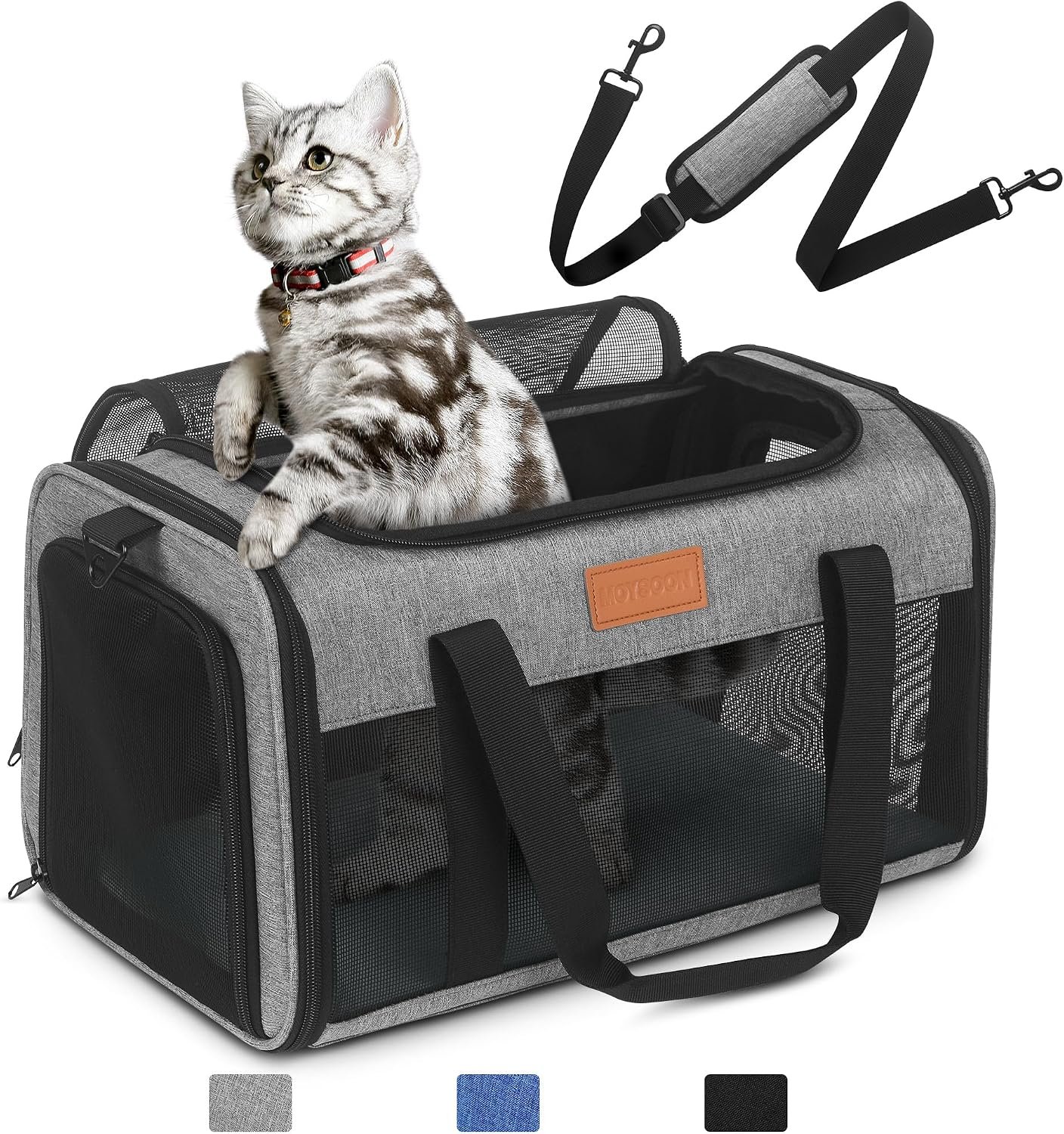 PETUX Airline Approved Pet Carrier for Small Cats up to 12 lb, Grey