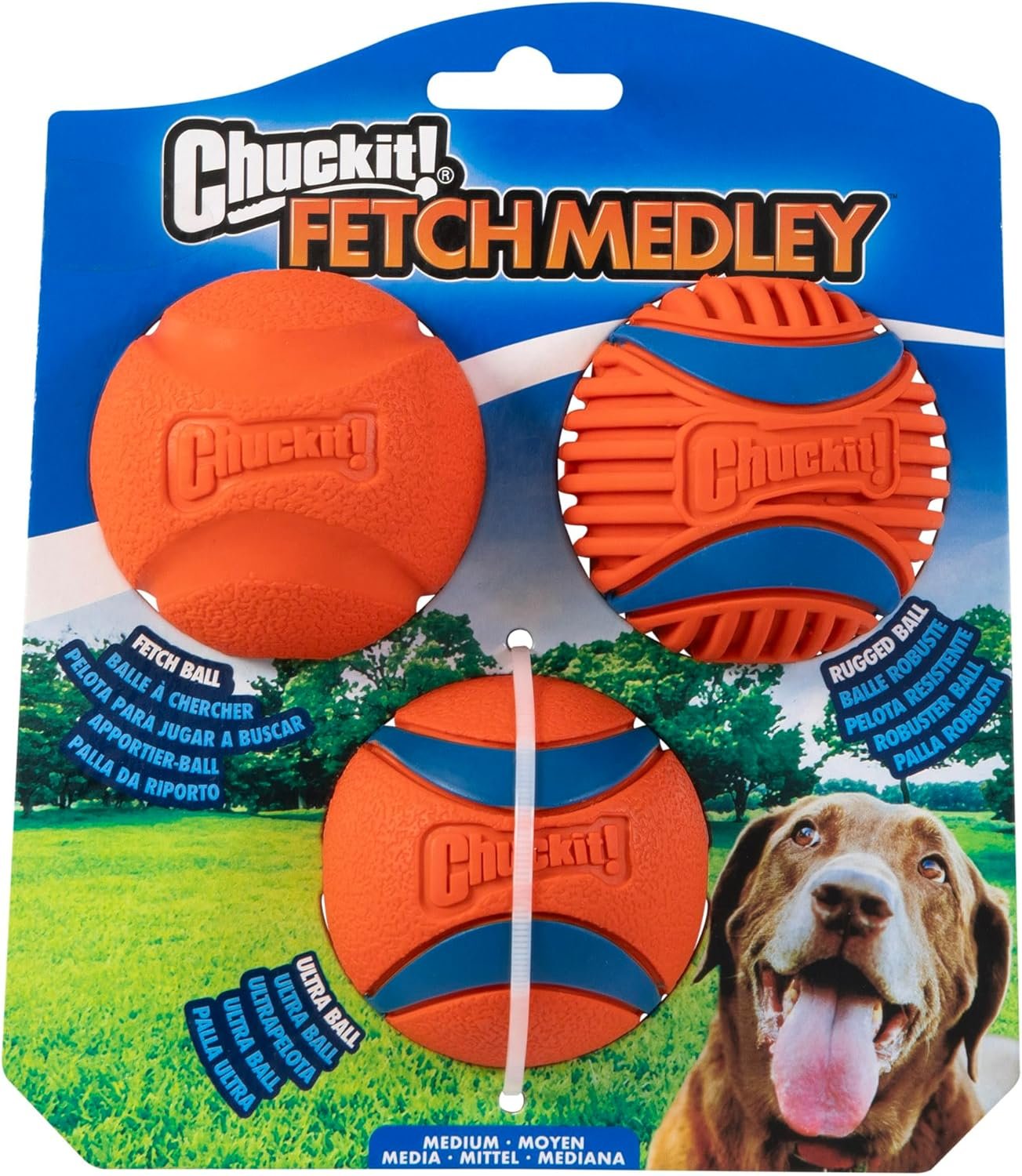 Chuckit! Ultra and Rugged Dog Balls, High-Bounce Fetch, Medium, Set of 3 | This Set of 3 Interactive Fetch Balls Offers High-Bounce, Durable Play for Medium-Sized Dogs Who Love a Good Chase