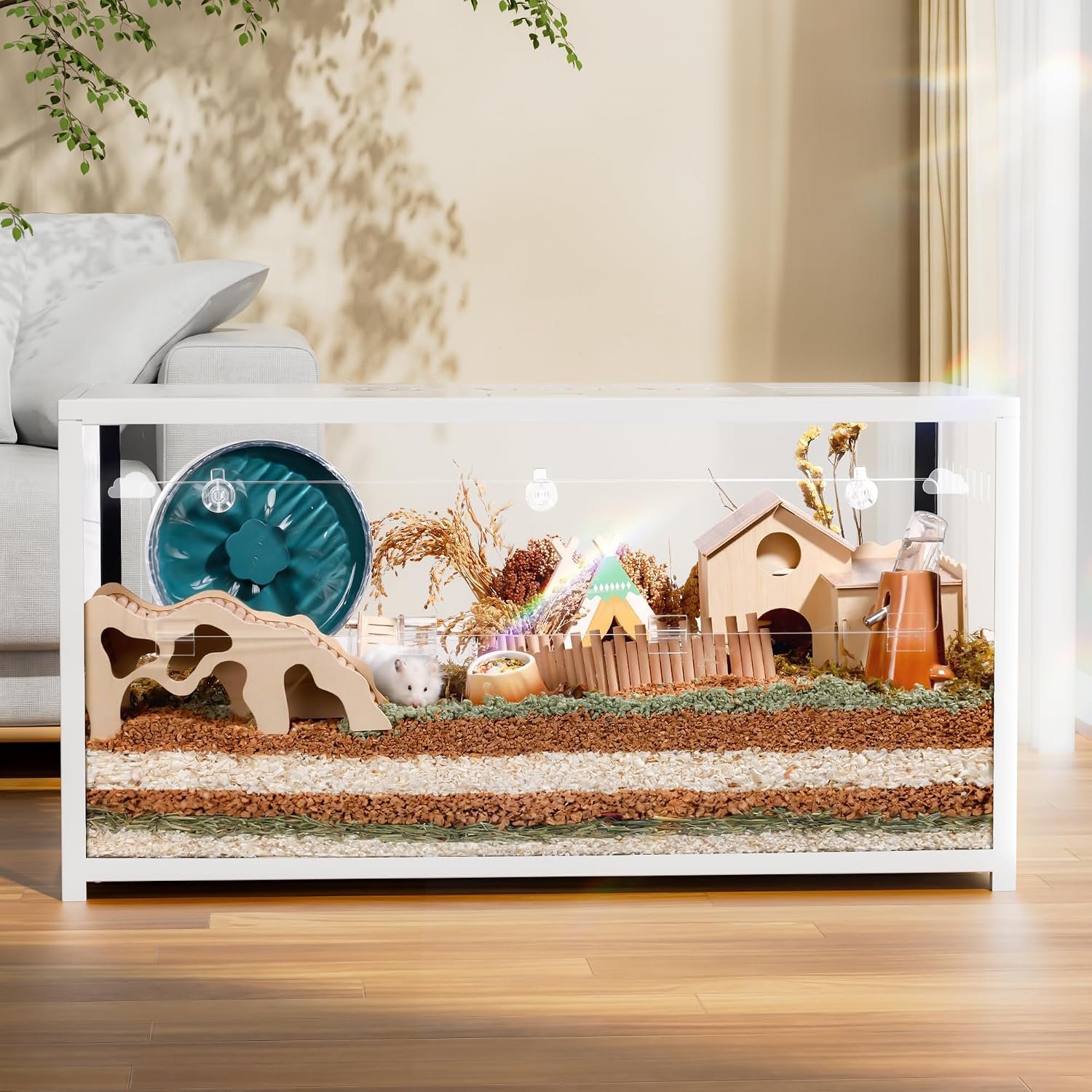 BUCATSTATE Hamster Cage 2.0, Large Hamster Enclosure (39in, White)