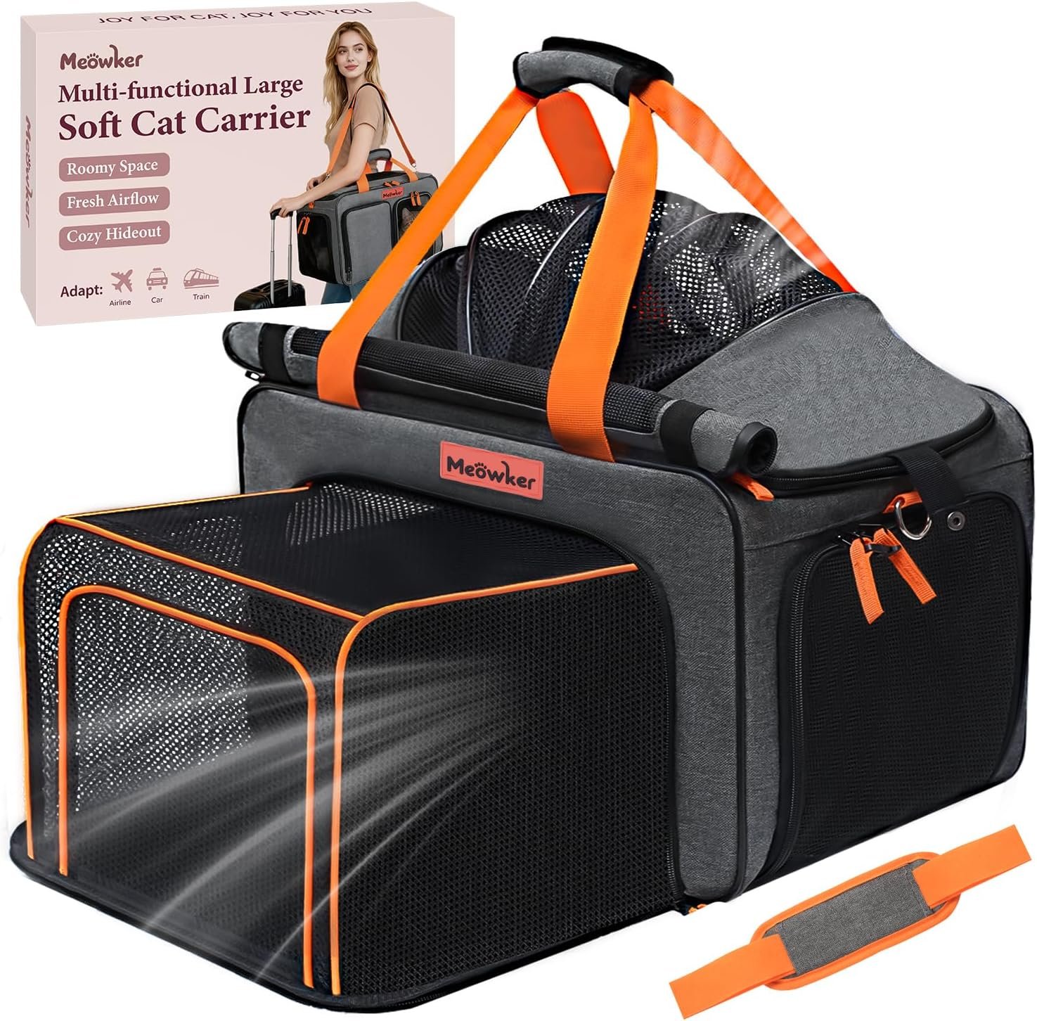 Soft Sided Cat Pet Dog Carrier, Large Airline Approved Travel Bag