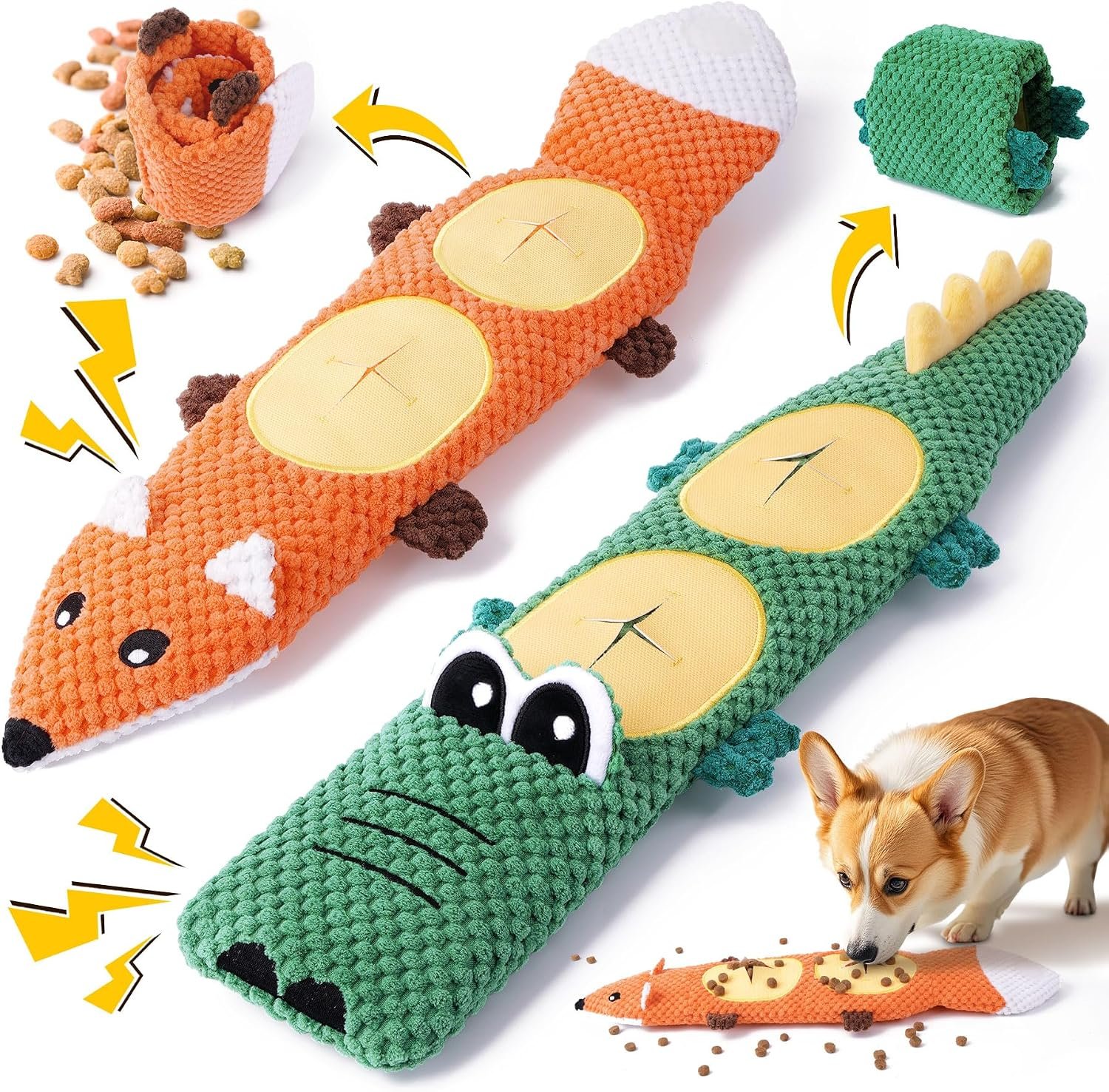 XIUGOAL Dog Toys for Chewers, 2 Pack No Stuffing Dog Toys for Boredom and Teething, Squeaky Chew Toy for Small, Medium Breed to Keep Them Busy