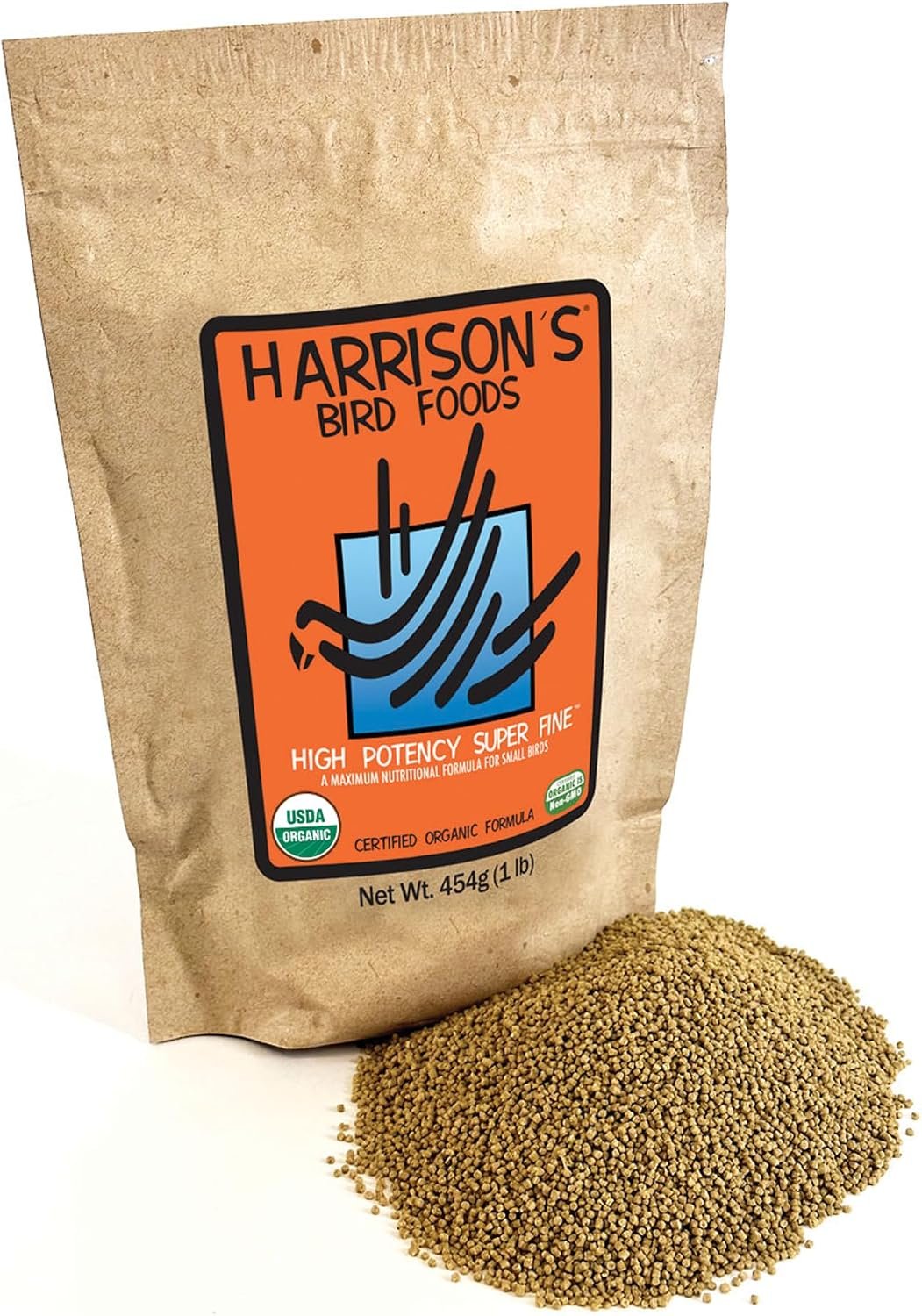 Harrison’s Bird Foods High Potency, Certified Organic Diet 1lb | Vet Developed Non-Gmo For Conversion, Breeding, Weaning Or Special Needs. Canaries, Finches, Budgies And Other Small Parrots