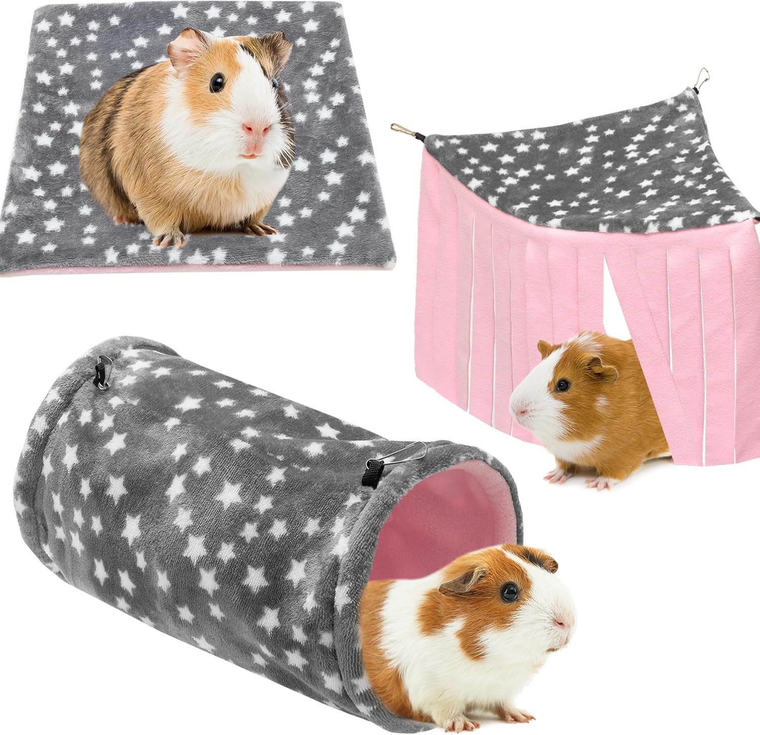 Guinea Pig Hideout, 3 Pack Tunnel Mat Corner Pet Cage Accessories