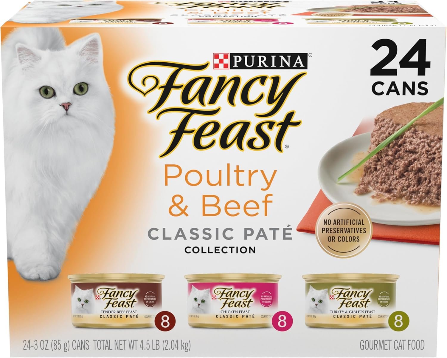 Purina Fancy Feast Classic Pate Poultry & Beef Wet Cat Food, 3 oz, 24-Pack