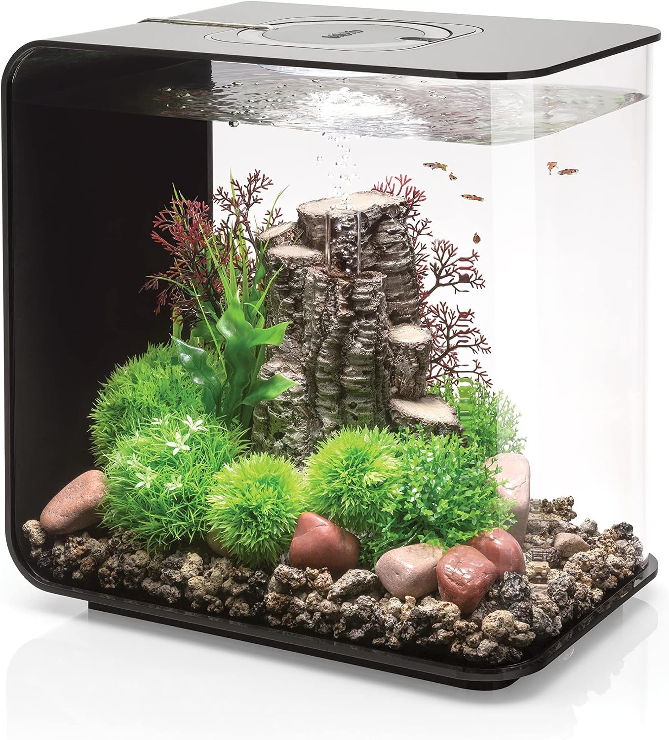 biOrb Flow 30 Acrylic 8-Gallon Aquarium with White LED Lights Modern Tank for Tabletop Display, Black