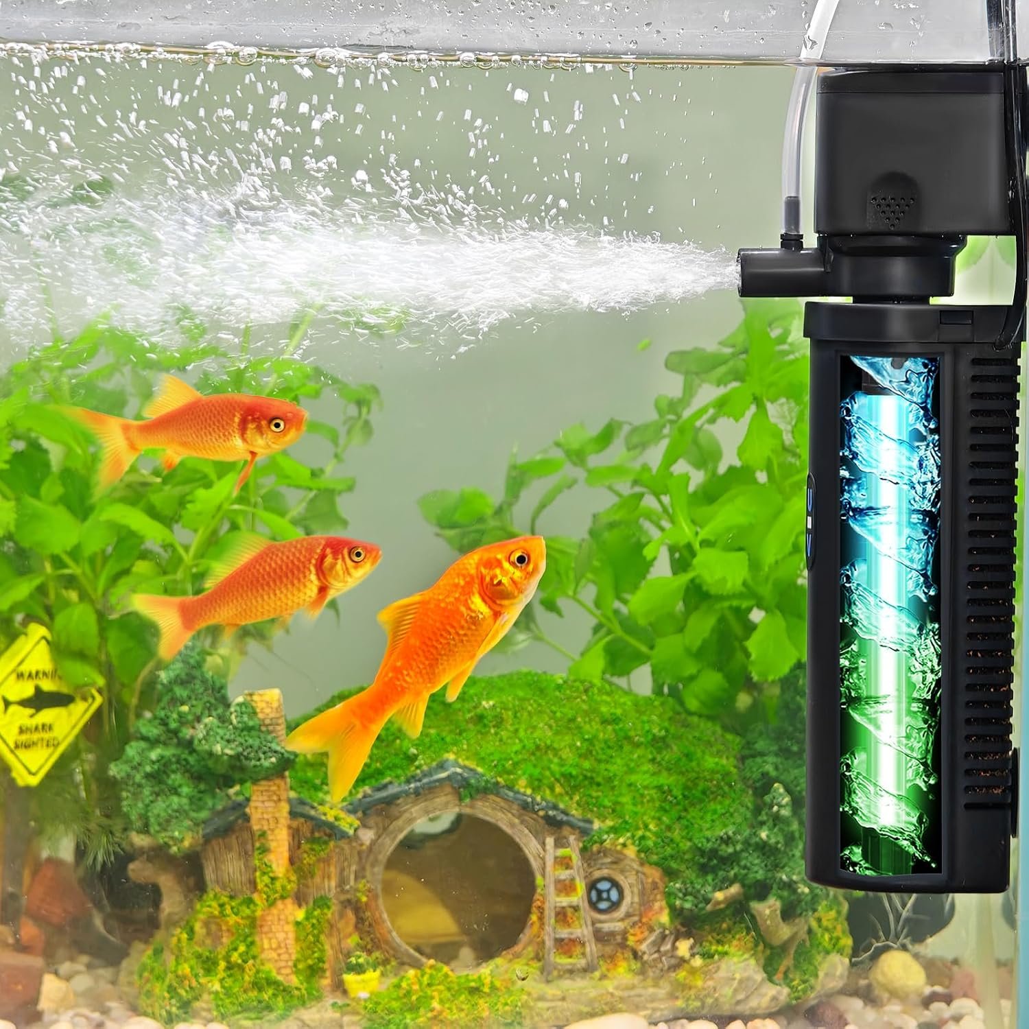 COOSPIDER 200GPH Aquarium Filter with 5W U-V Light for 30-100 Gallon