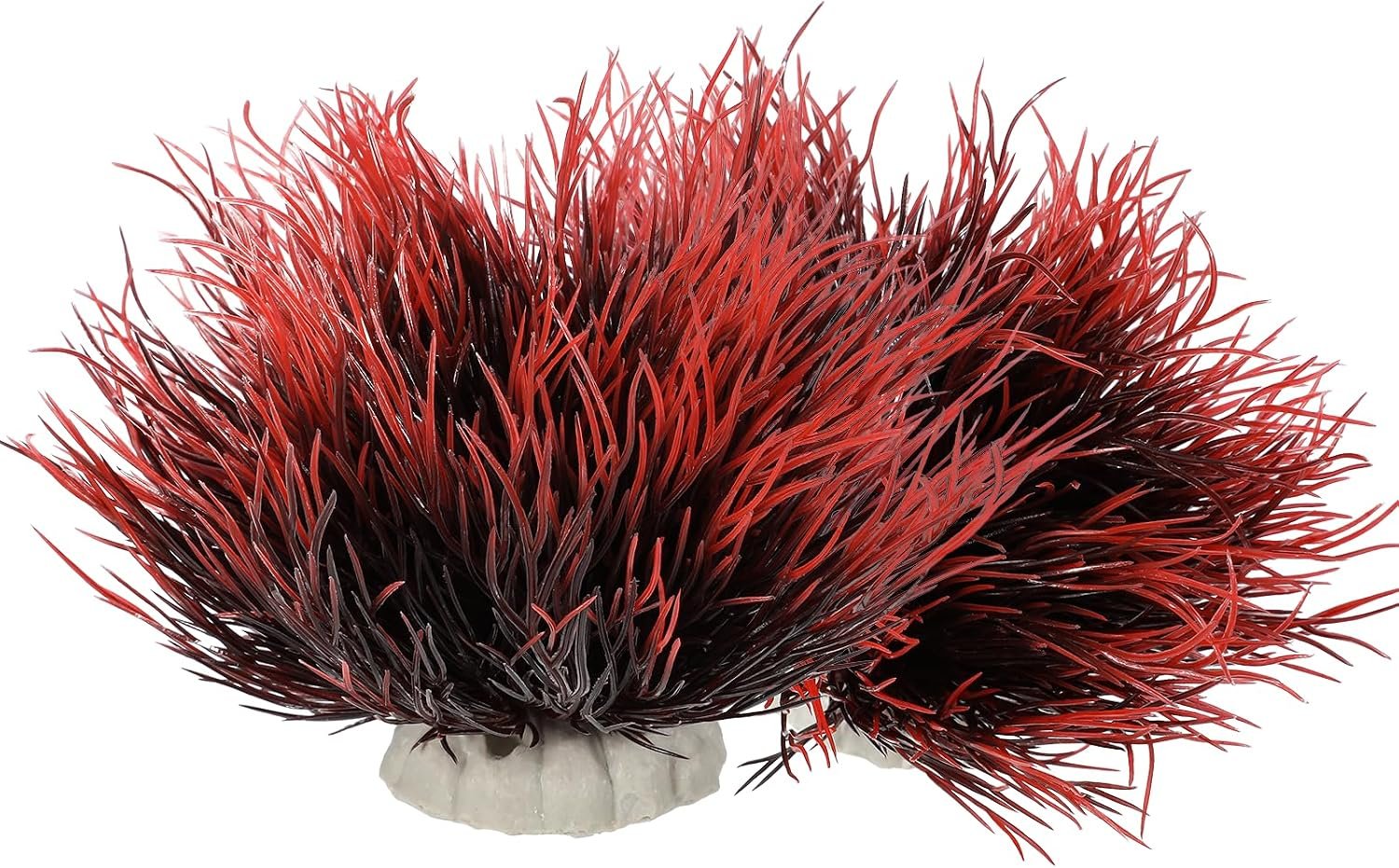 2 Pcs Aquarium Plants Fish Tank Decorations Artificial Fish Tank Plants Plastic Mini Grass Set Natural Style Tanks Accessories (Black Red)