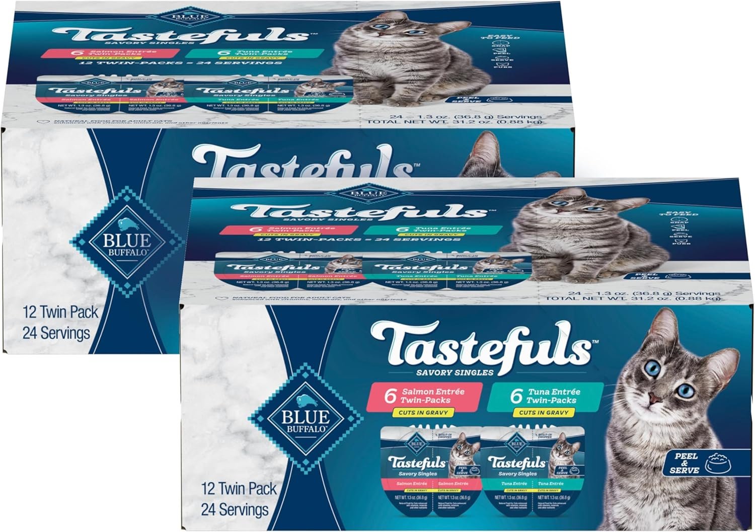 Blue Buffalo Tastefuls Salmon & Tuna Savory Singles, 2.6 oz, 24 ct