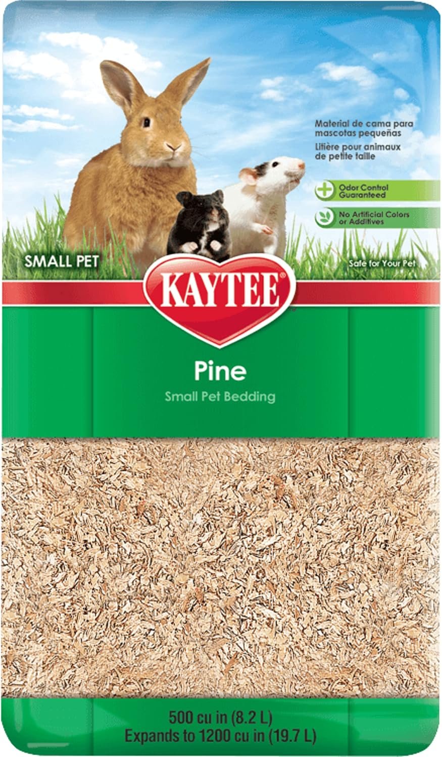 Kaytee Small Animal Pine Bedding for Guinea Pigs, Rabbits, 19.7 Liter | Cleaner cages. Small animal bedding in pine shavings. Hamster bedding, 99.9% dust-free, biodegradable