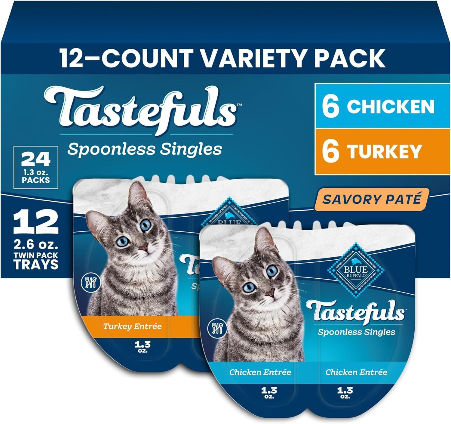 Blue Buffalo Tastefuls Variety Pack Spoonless Singles, 2.6 oz, 12 ct