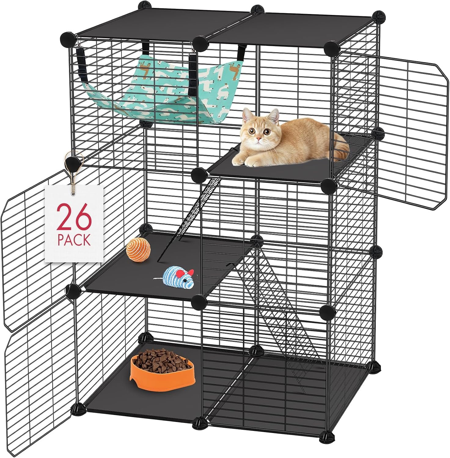 VISCOO Cat Cage(for Kitten), 3-Tier DIY Catio Cat Enclosures, 24″x16″x 36″
