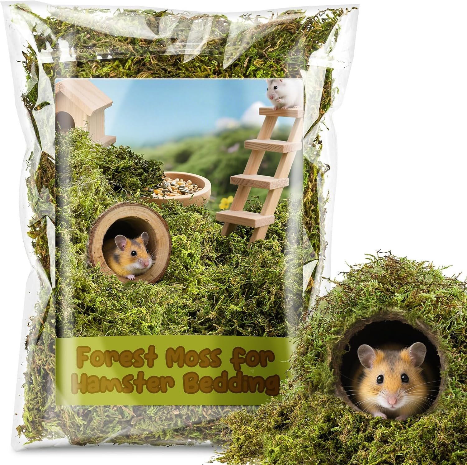 Sukh Hamster Moss – 5.6 Oz Forest Moss for Hamster Bedding Nesting Hideout Dried Moss Reptile Moss for Squirrels Hamsters Guinea Pigs Mices Small Animals Cage Accessories