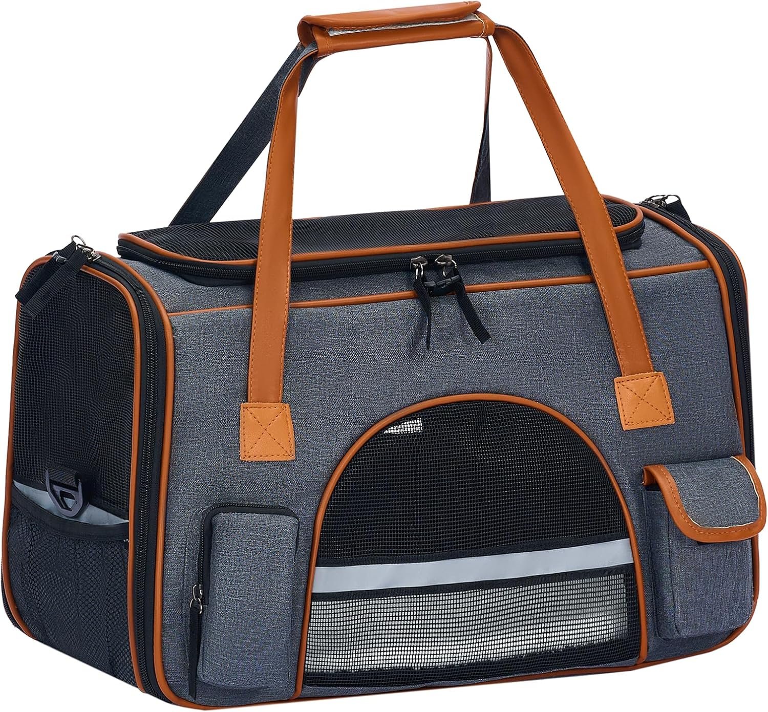 Pesen Soft Cat Carrier, 18 x 11 x 11 Inches, Holds Pets Up to 16 lbs | Anti-Collapse Pet Travel Carrier with Multiple Storage Pockets for Medium Cats, Puppies, Rabbits and Other Small Animals