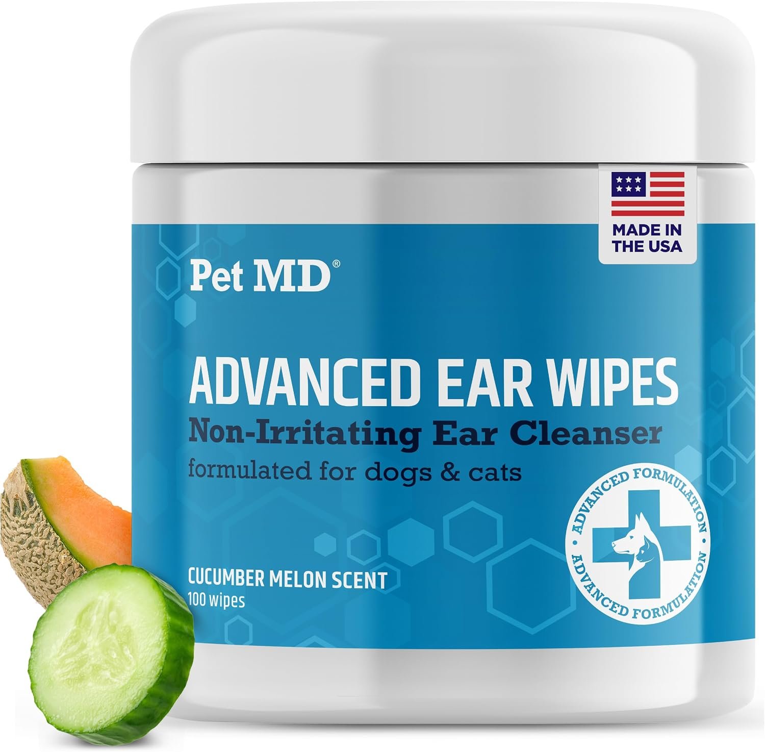 Pet MD Cat and Dog Ear Cleaner Wipes – Advanced Otic Veterinary Ear Cleaner Formula – Dog Ear Infection Treatment – 100 Count | Cleans & Removes Wax, Debris, and Build Up – Advanced Otic Cleaner – Pet Grooming Supplies Made in USA