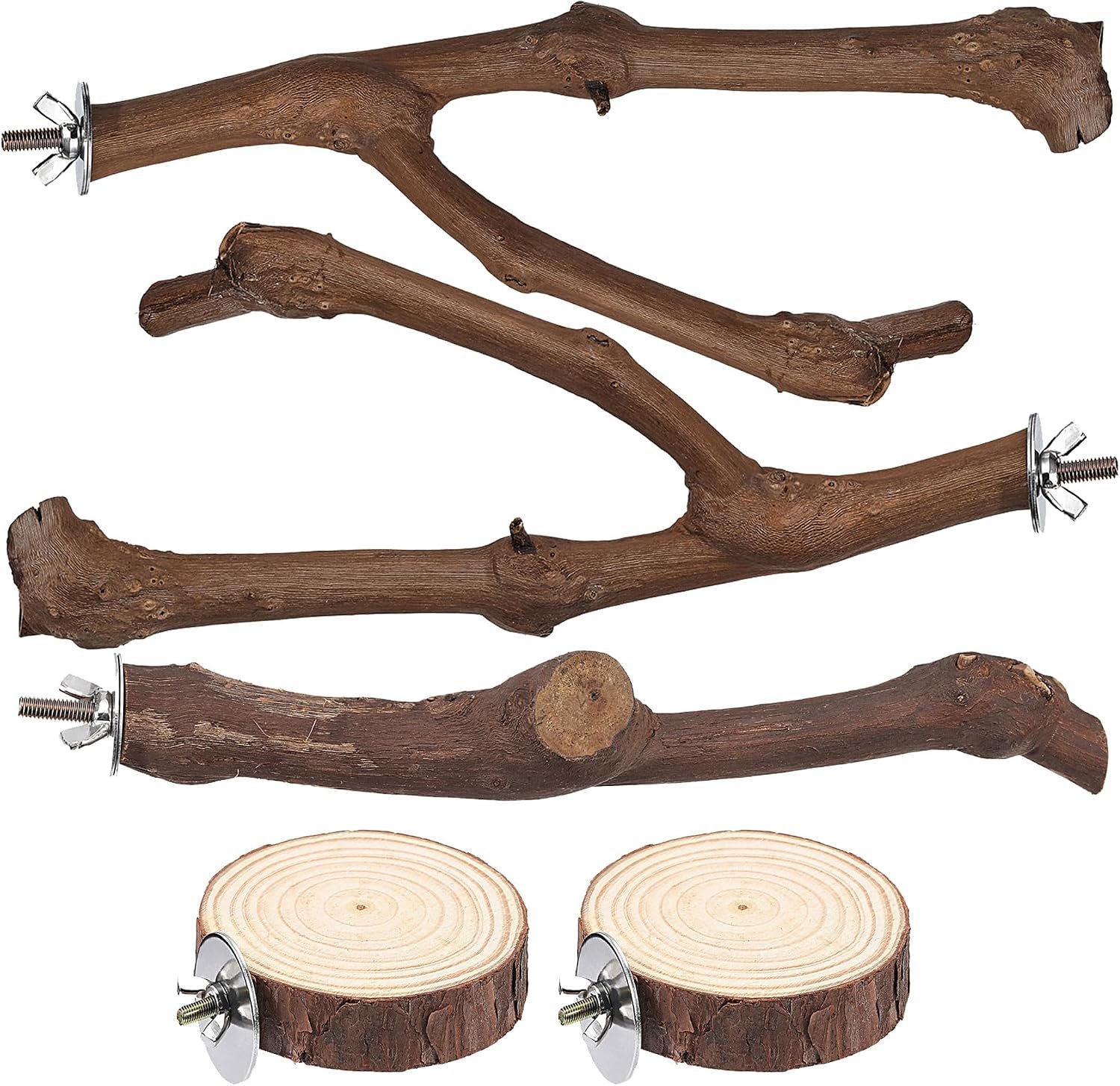 5PCS Bird Perch Natural Wood Grape Stick Stand Chewing Exercise Branches