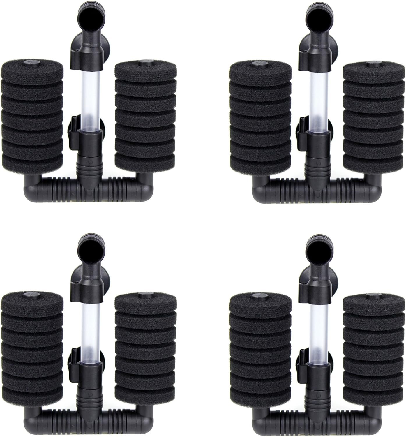 AQUANEAT 4 Pack Double Bio Sponge Filter, for Fry, Betta, Shrimp, Nano, Aquarium Fish Tank