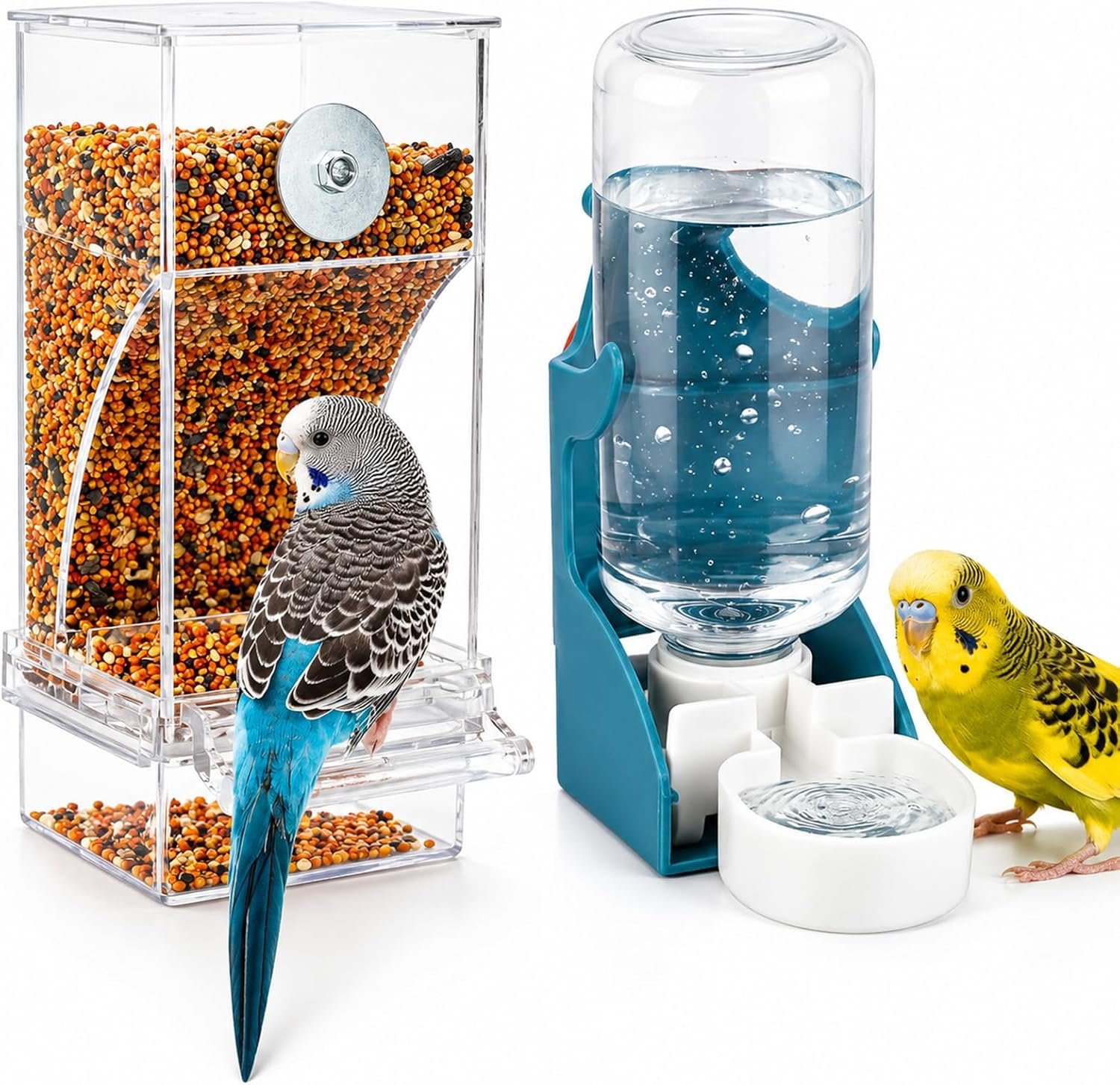 Rypet No-Mess Bird Feeder and Water Dispenser Set for Small Birds