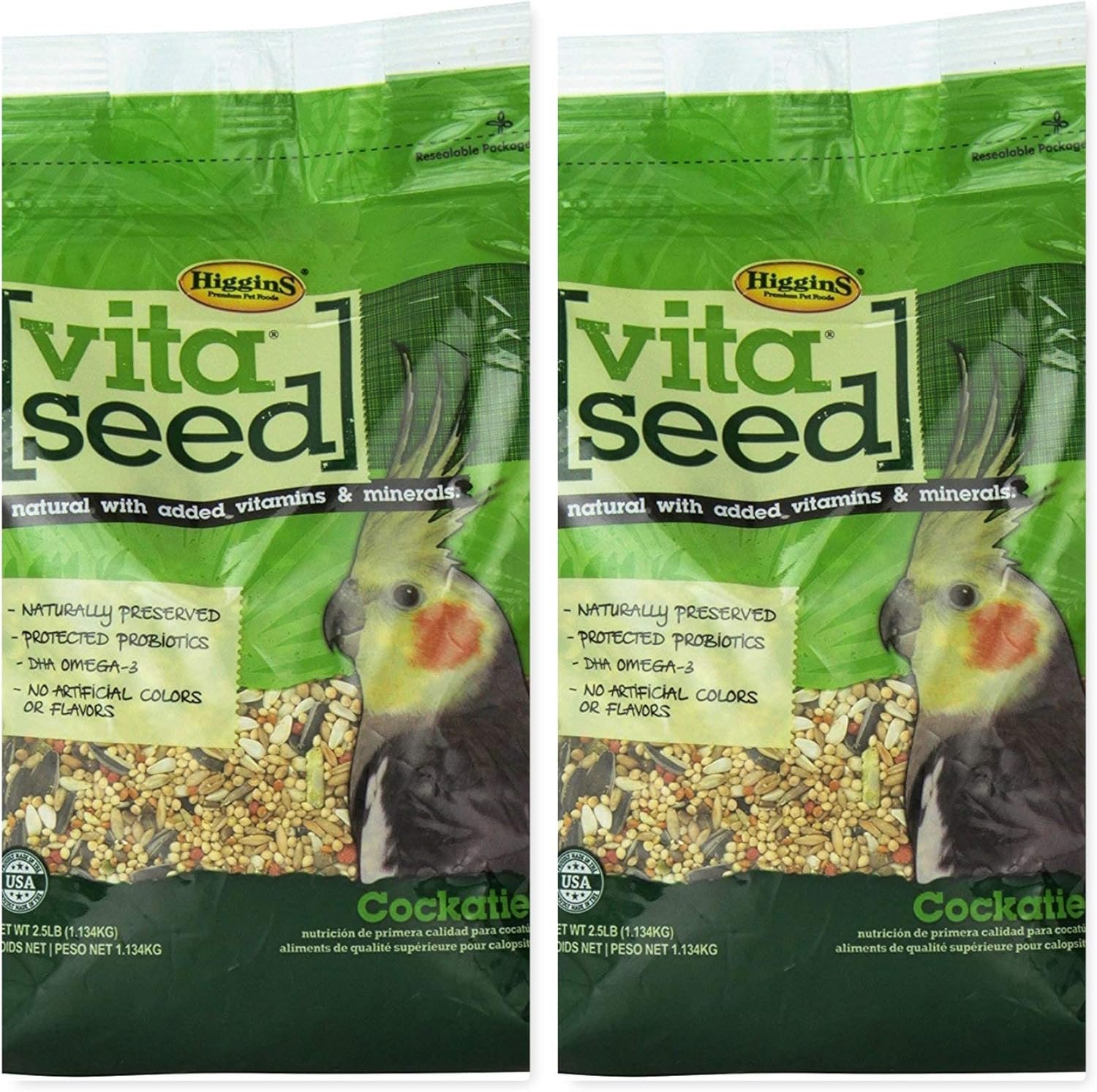 Higgins Vita Seed Natural Blend Cockatiel Food, 2 Pack, 2.5 Pounds Each