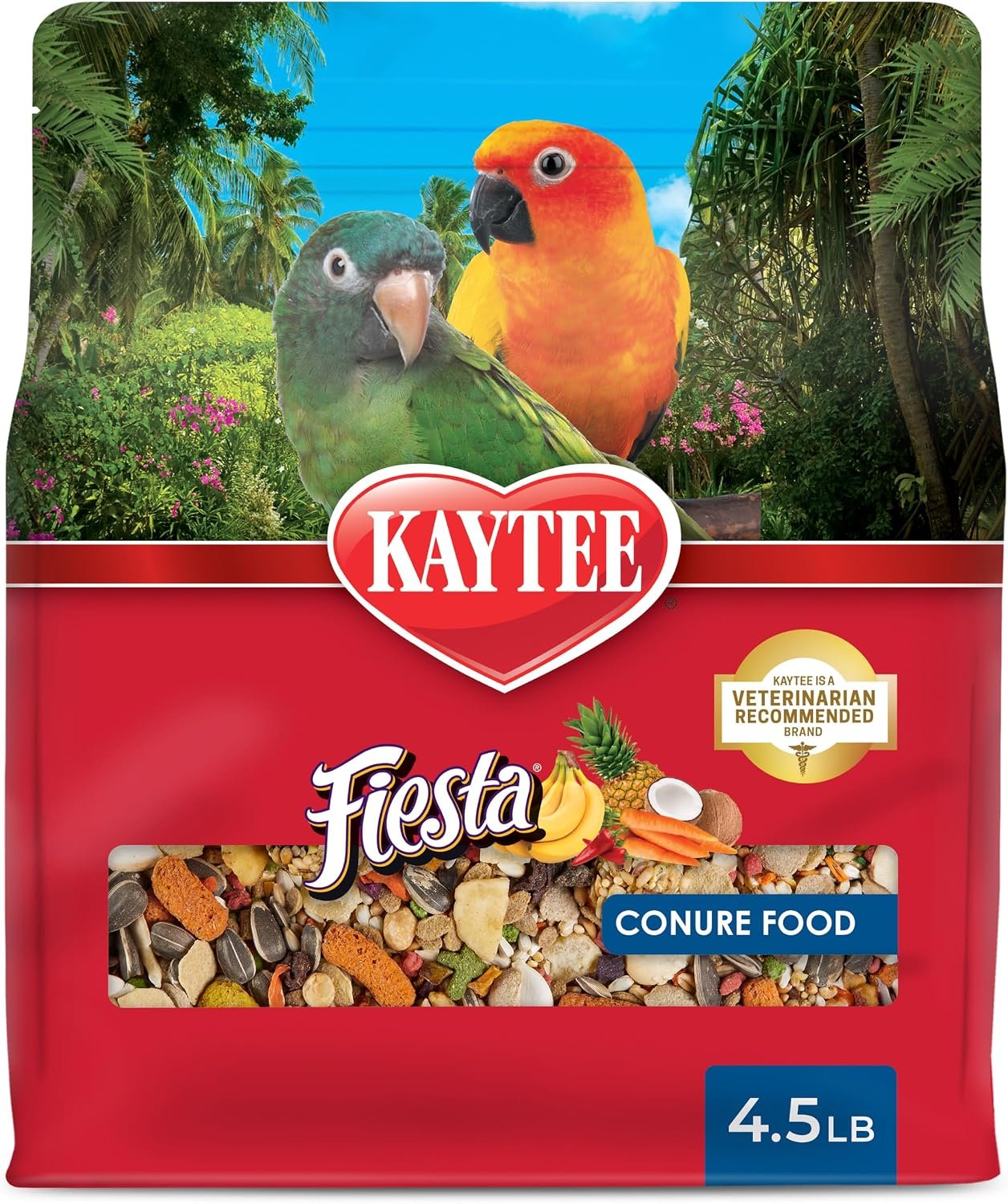 Kaytee Fiesta Conure Bird Food, Nutritious Fun Blend, 4.5 Pounds