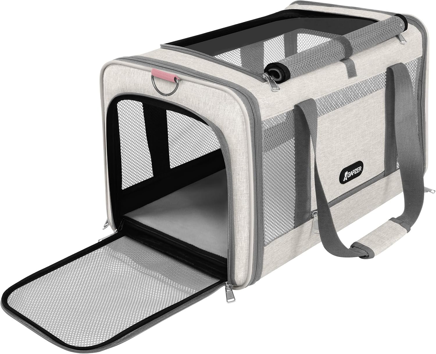 GAPZER Cat Carrier American Airline Approved 18x11x11,Top Opening Pet Cage | Mini Dog Foldable Soft Carrying Bag, Bichon Crate Kennel Breathable Case Hard Bottom, 4-Side-Ventilation See Through Mesh Bag