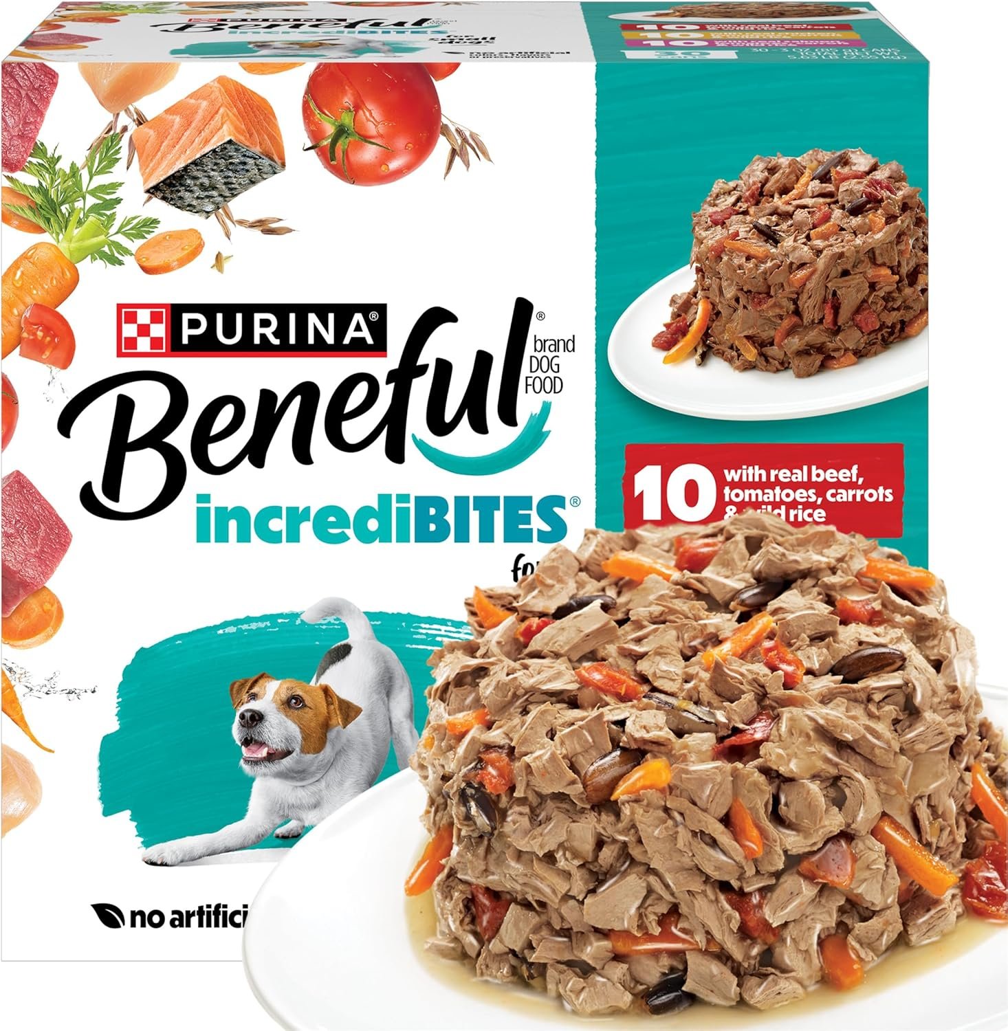 Purina Beneful Small Breed Wet Dog Food Variety Pack, (30) 3 oz Cans | IncrediBites real beef, chicken and salmon recipes with real vegetables and grains for flavors they’ll love