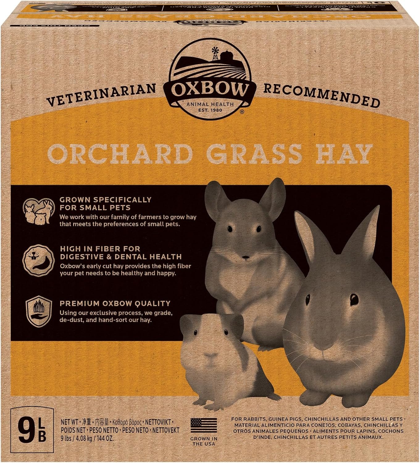 Oxbow Orchard Hay, Rabbit & Guinea Pig Hay, Hand-Sorted, De-Dusted, 9 lb