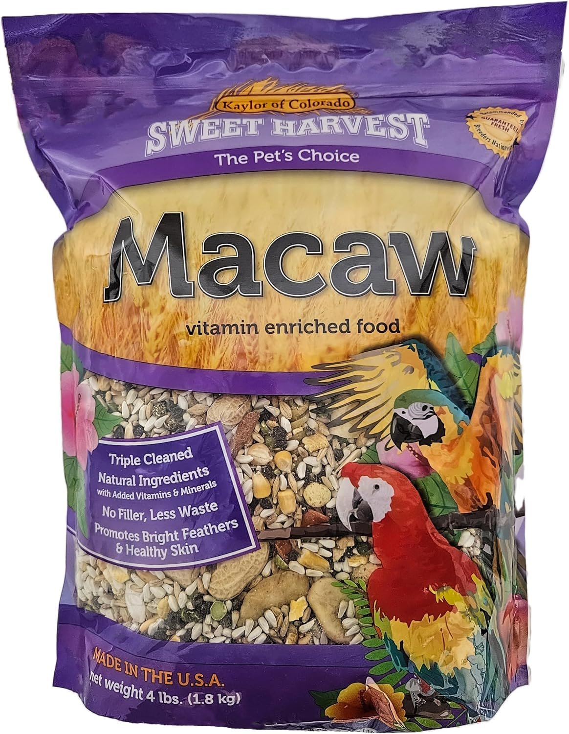 Macaw Bird Food, 4 lbs Bag – Seed Mix for Macaw Parrots