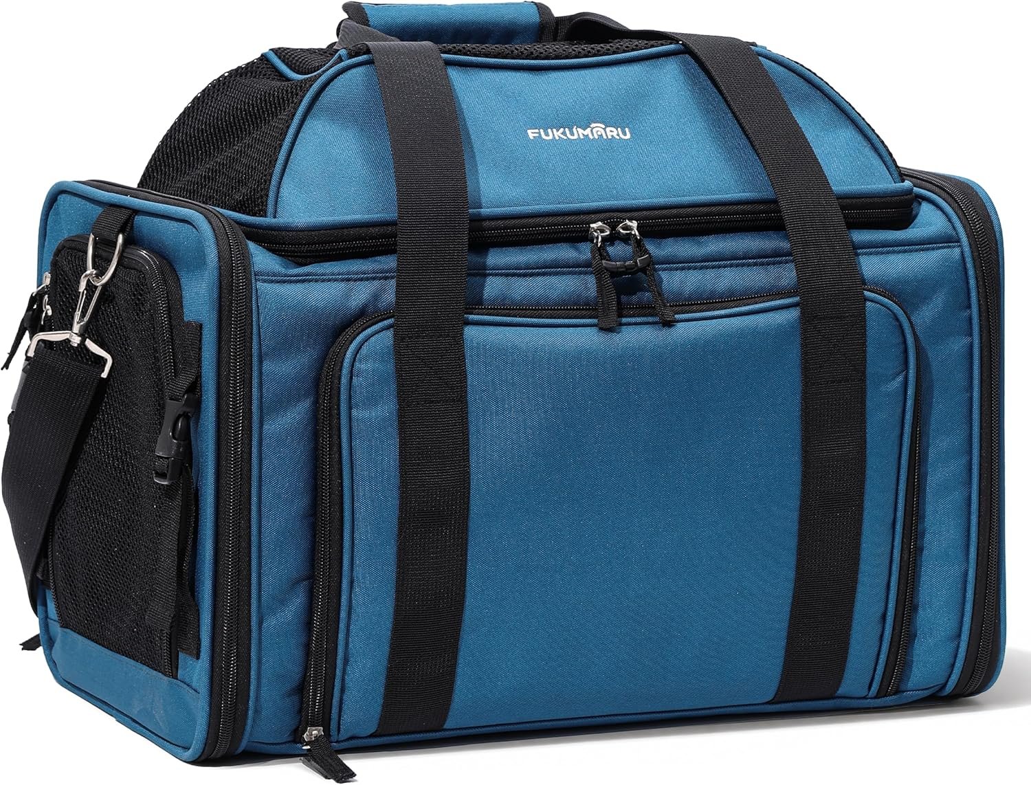 FUKUMARU Expandable Cat Carrier Large, Soft Pet Carrier Airline Approved | Escape-Proof Dog Carrier, Cat Travel Carrier with Scratch-Resistant Mesh, Collapsible Pet Carrier for Cats Under 17 lb, Blue