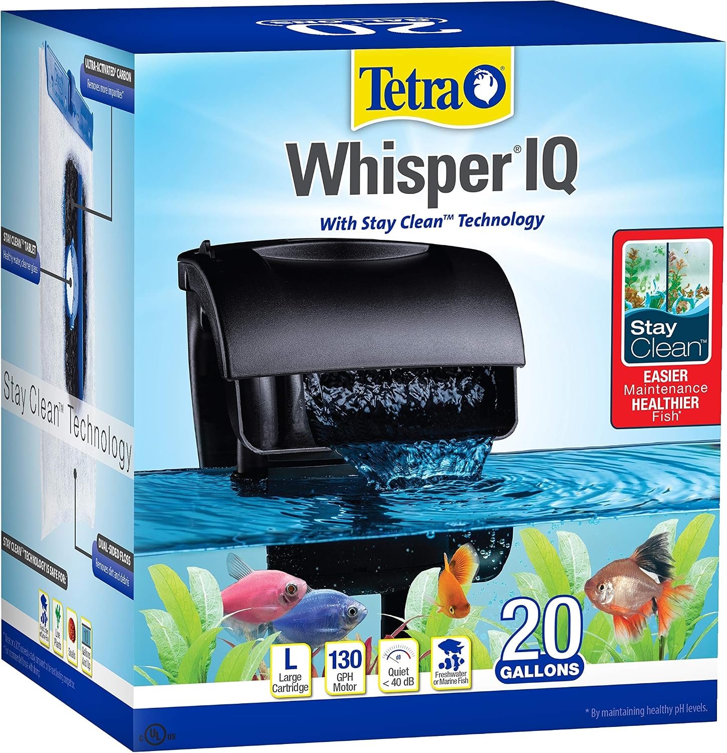 Tetra Whisper IQ 130 GPH Power Filter for Aquariums